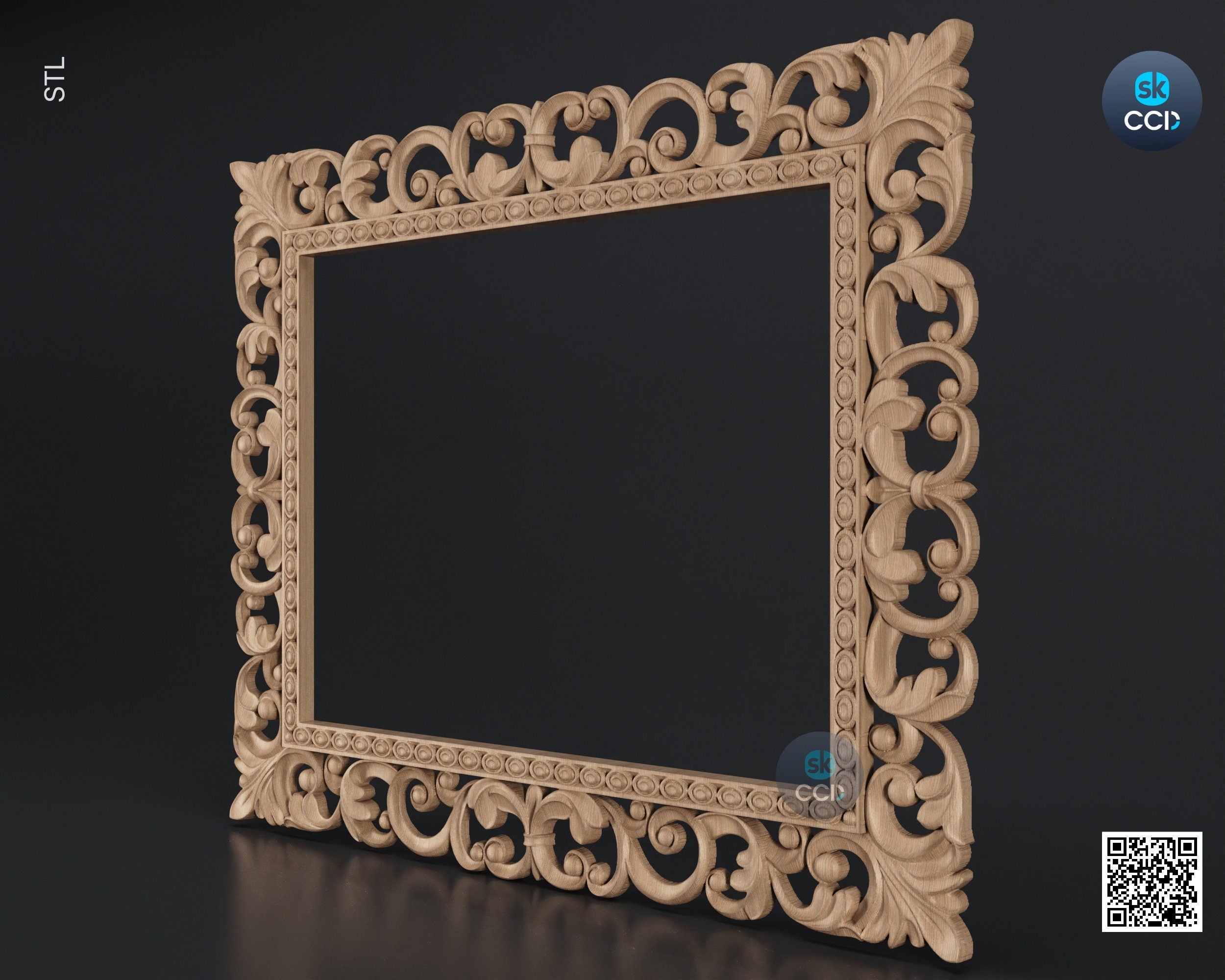 Carved Frame STL 3D Model, Carvign Frame, CNC Router Carving ArtCAM File, CNC files, Wood, Art, Wall Decor SKWF10163