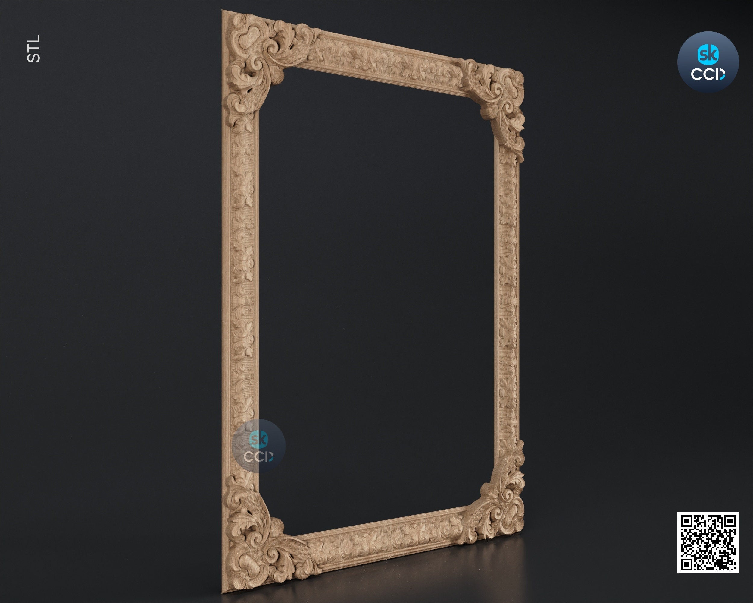 Carved Frame STL 3D Model, Carvign Frame, CNC Router Carving ArtCAM File, CNC files, Wood, Art, Wall Decor SKWF10191
