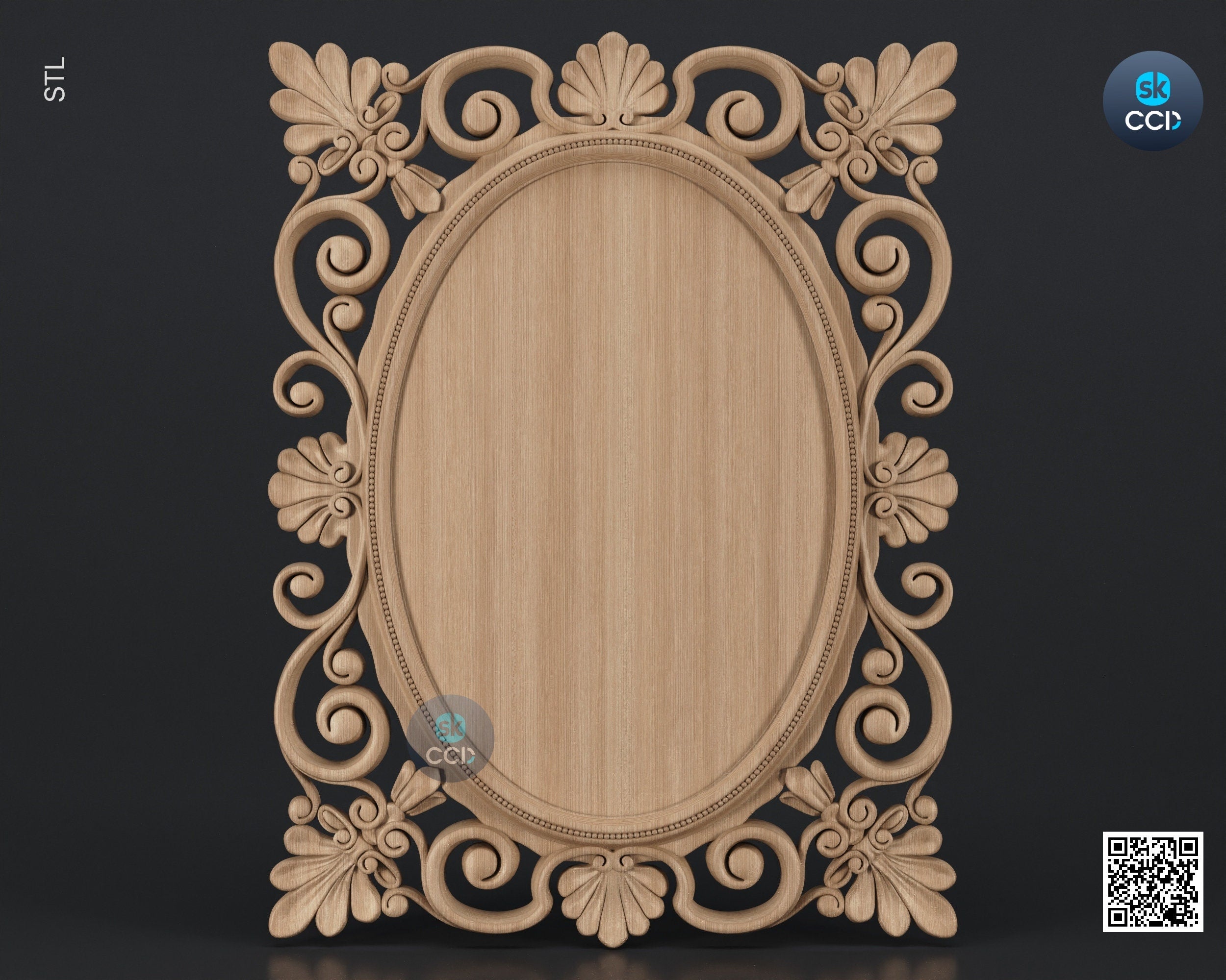 Carved Frame STL 3D Model, Carvign Frame, CNC Router Carving ArtCAM File, CNC files, Wood, Art, Wall Decor SKWF10227