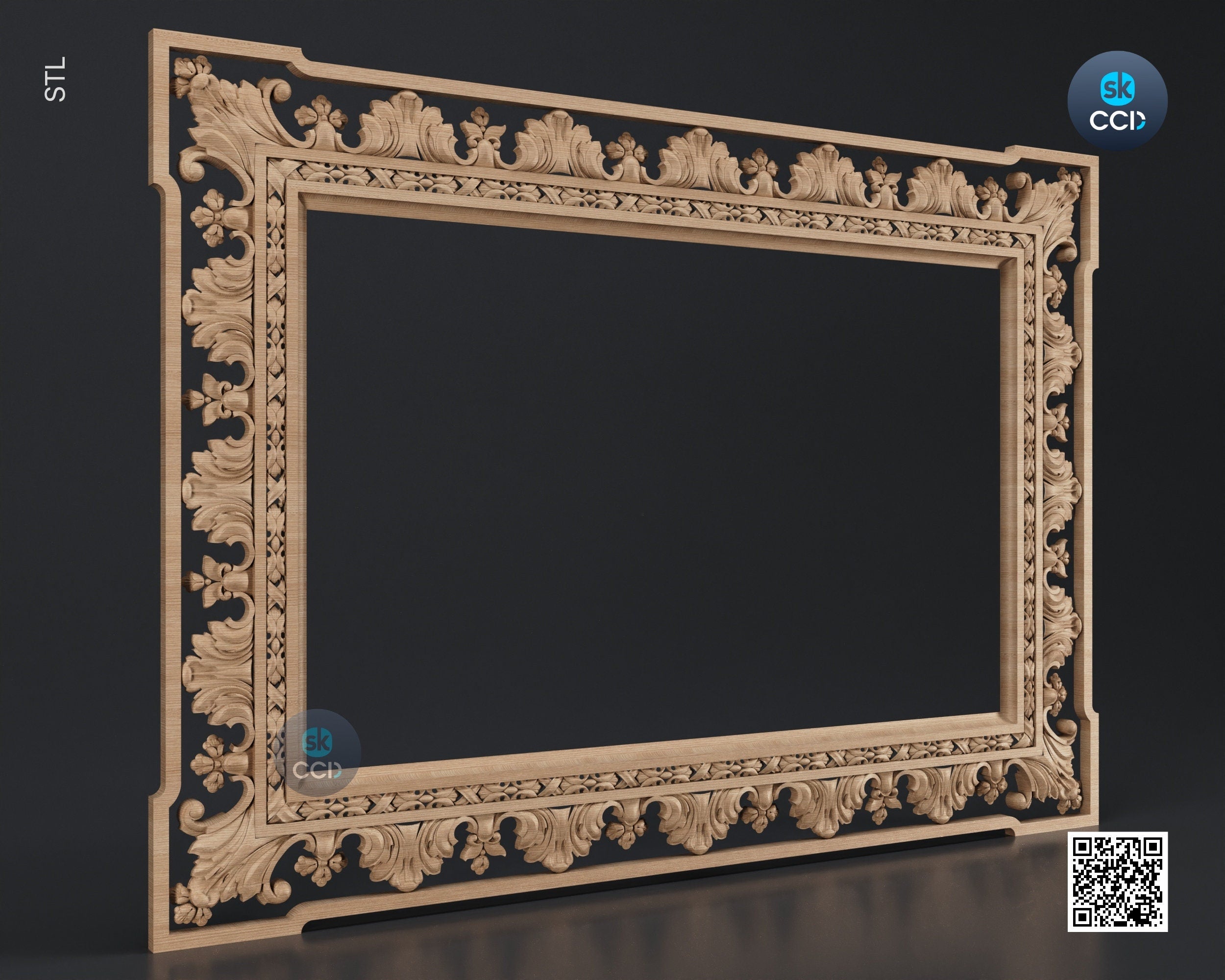Carved Frame STL 3D Model, Carvign Frame, CNC Router Carving ArtCAM File, CNC files, Wood, Art, Wall Decor SKWF1001