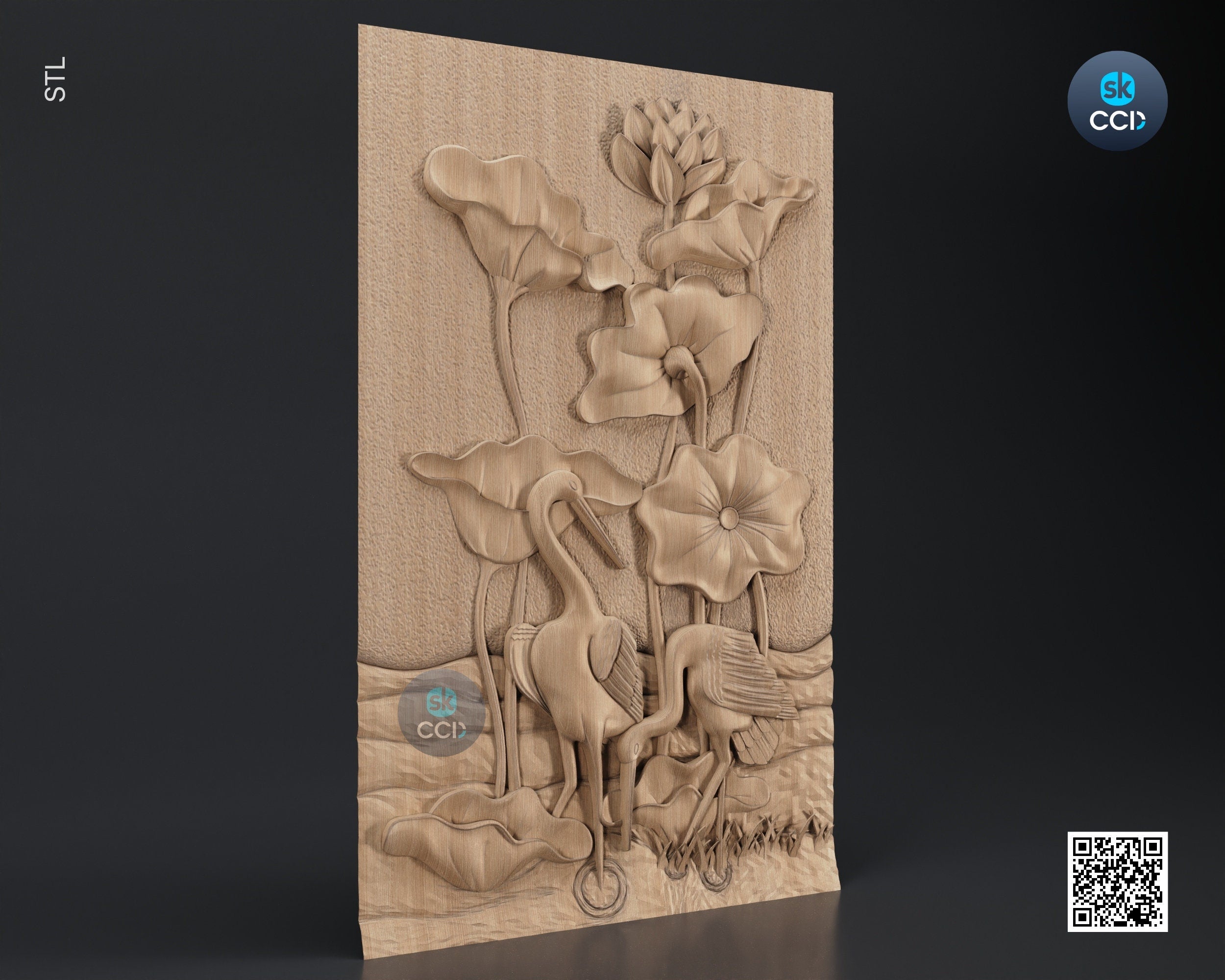 Wood Wall Art, Stork STL Model, CNC Router Carving ArtCAM File, Wall Sculpture, Wood Carving, 3D Model