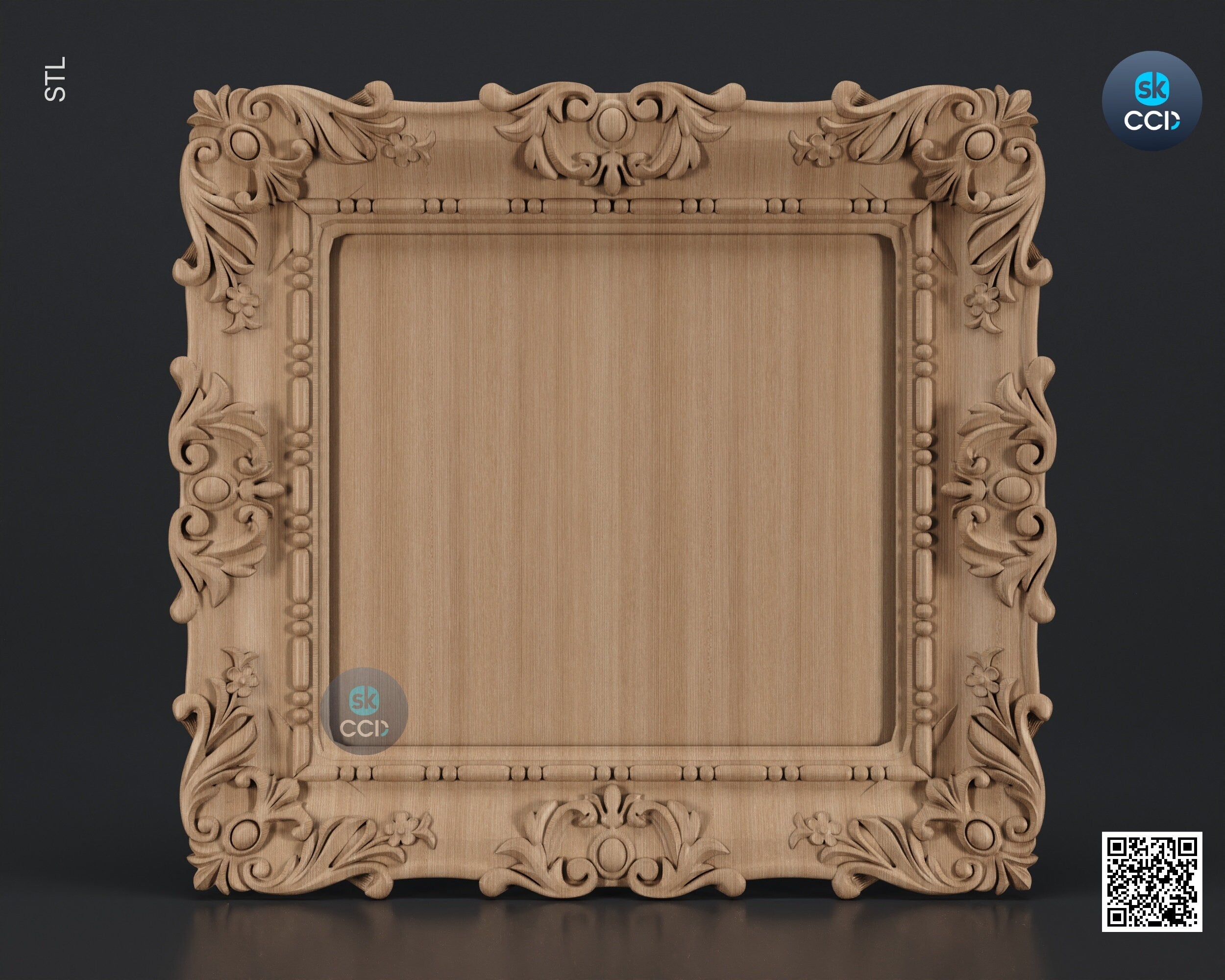 Carved Frame STL 3D Model, Carvign Frame, CNC Router Carving ArtCAM File, CNC files, Wood, Art, Wall Decor SKWF1057