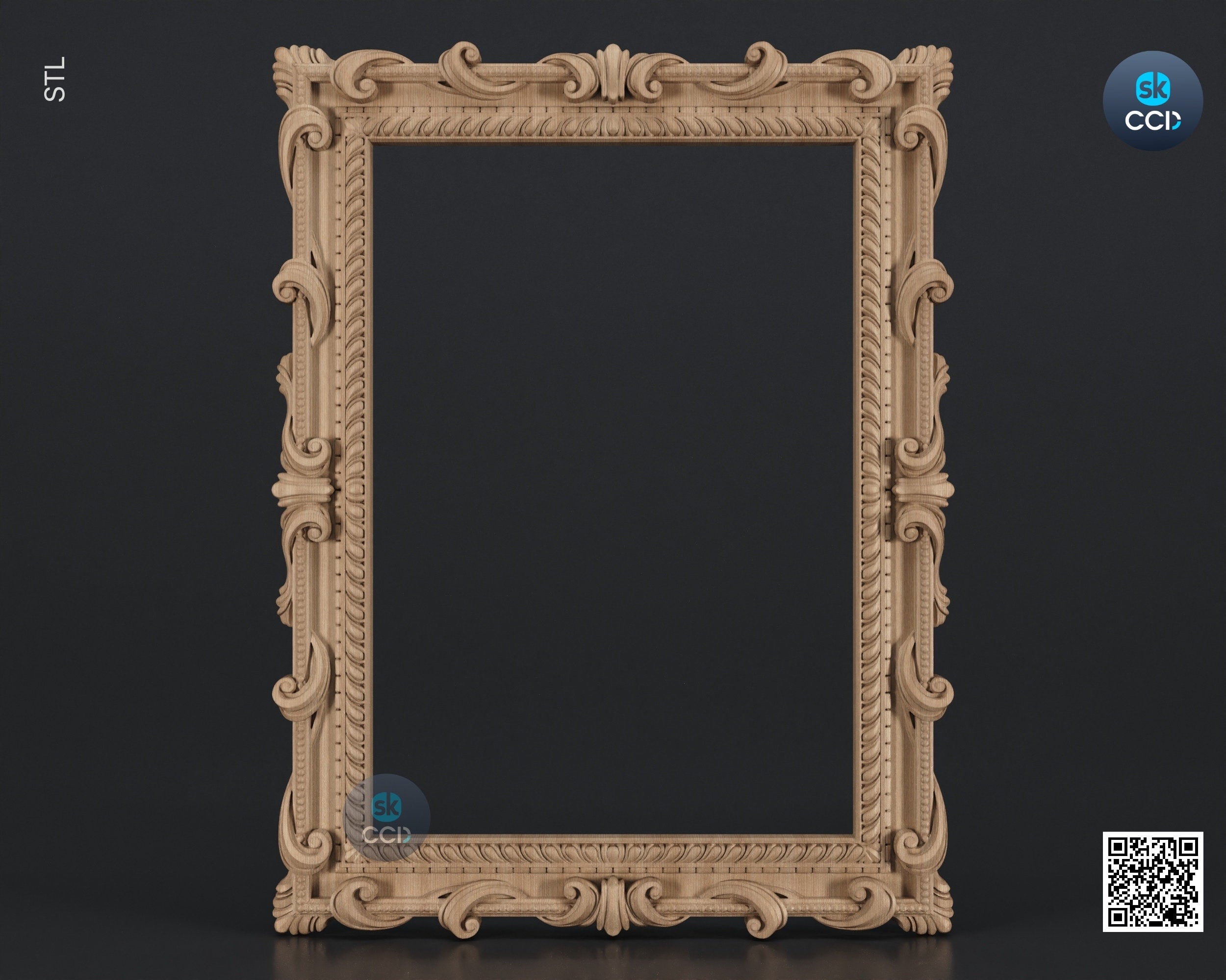 Carved Frame STL 3D Model, Carvign Frame, CNC Router Carving ArtCAM File, CNC files, Wood, Art, Wall Decor SKWF10179