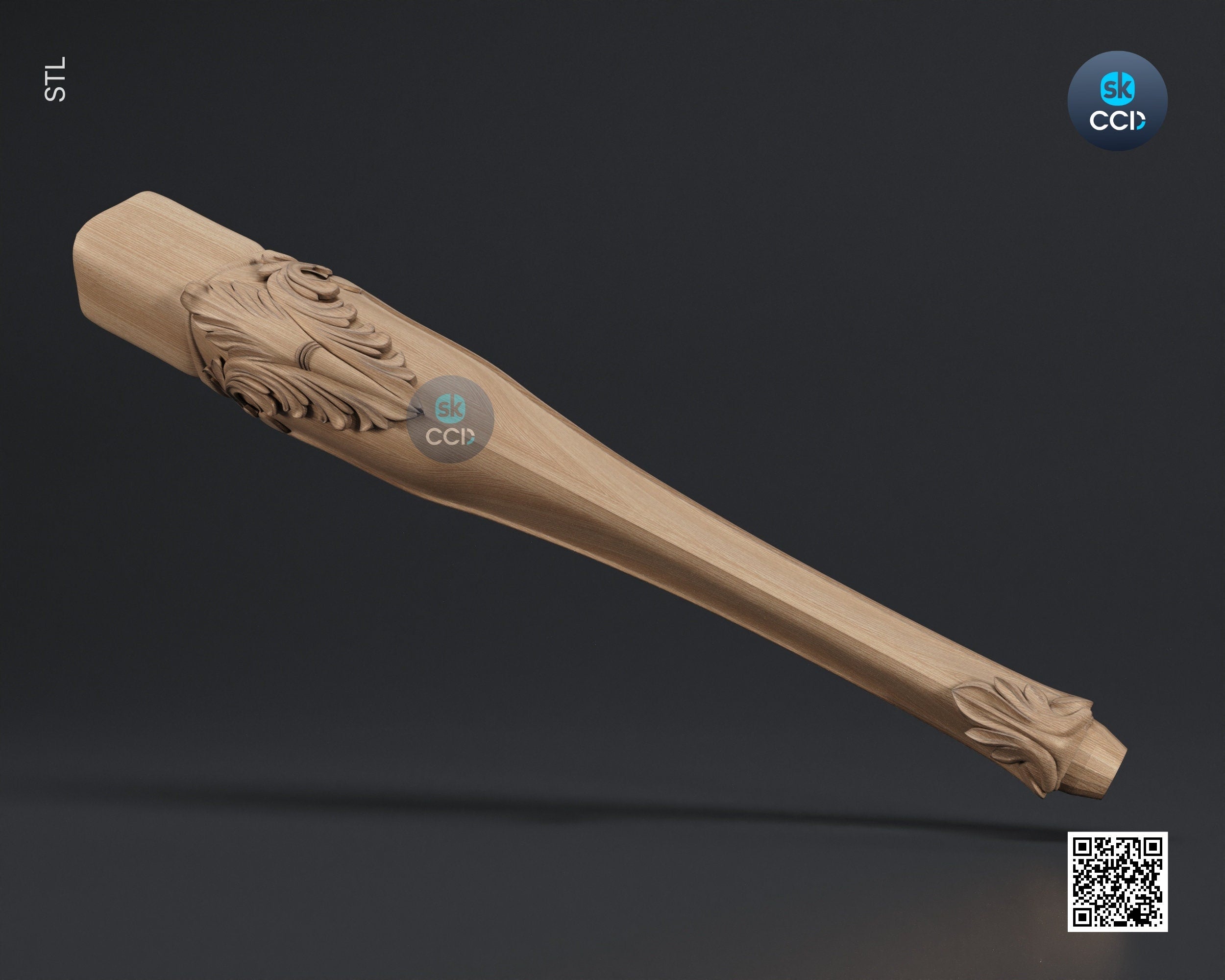Furniture Leg 3D Model For Cnc Router, Wood Carving Digital File, Column Design, Model No. SKWL1006