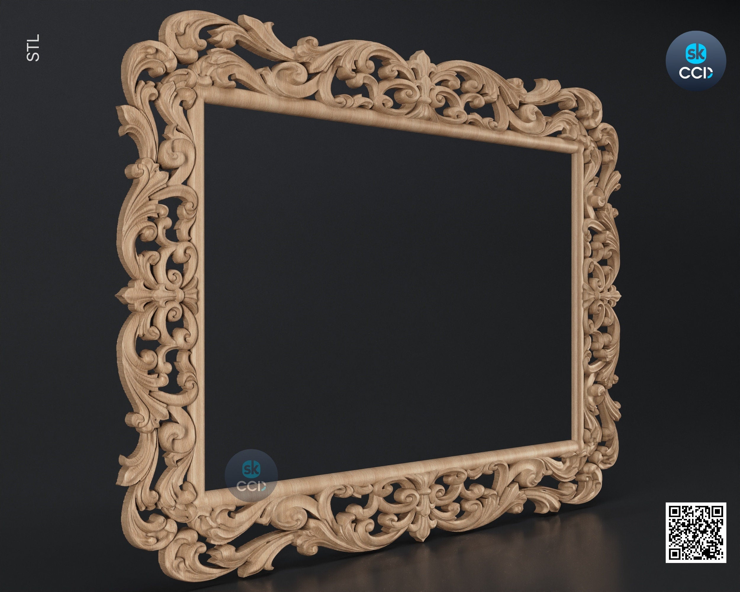 Carved Frame STL 3D Model, Carvign Frame, CNC Router Carving ArtCAM File, CNC files, Wood, Art, Wall Decor SKWF10268