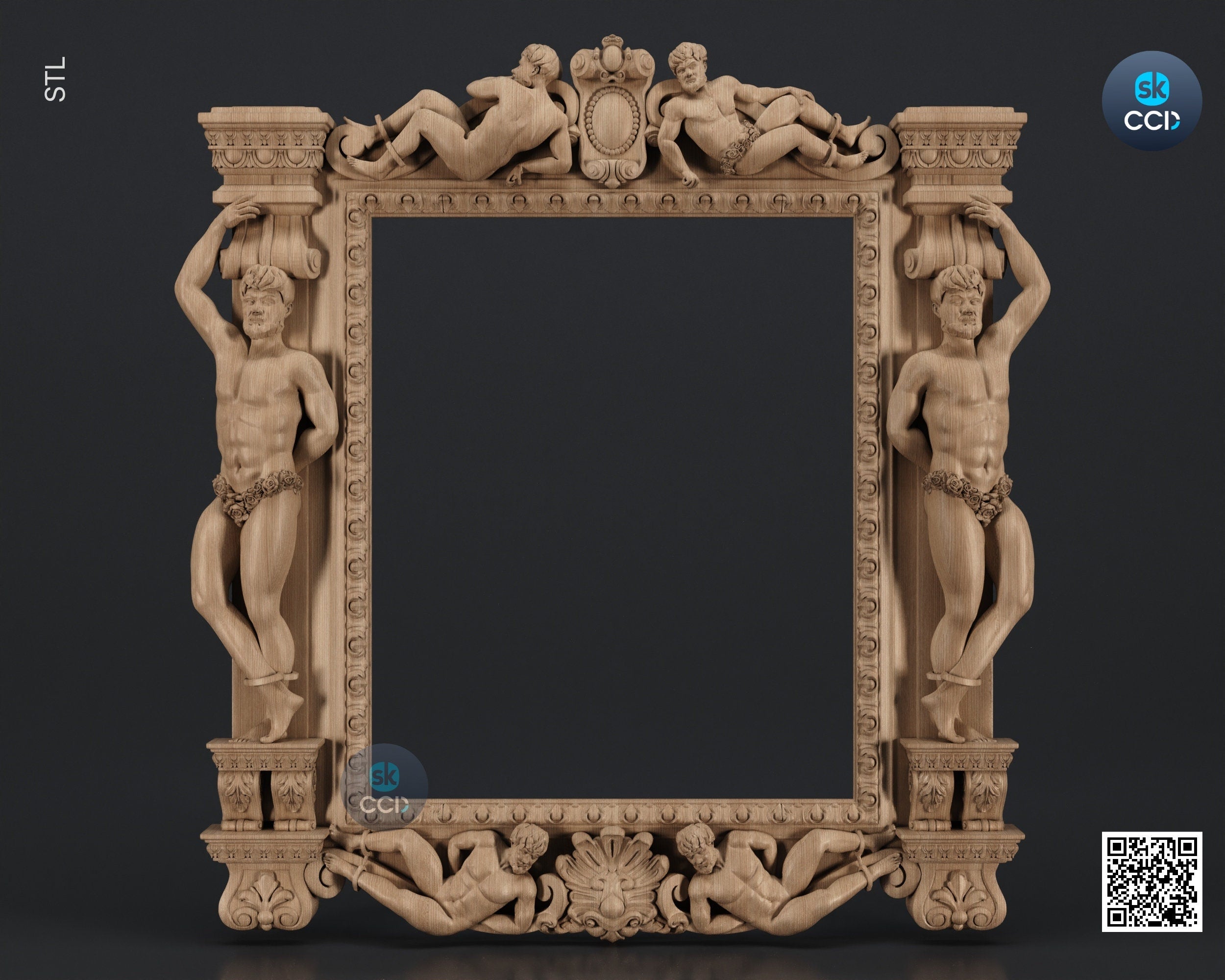 Carved Frame STL 3D Model, Carvign Frame, CNC Router Carving ArtCAM File, CNC files, Wood, Art, Wall Decor SKWF1085