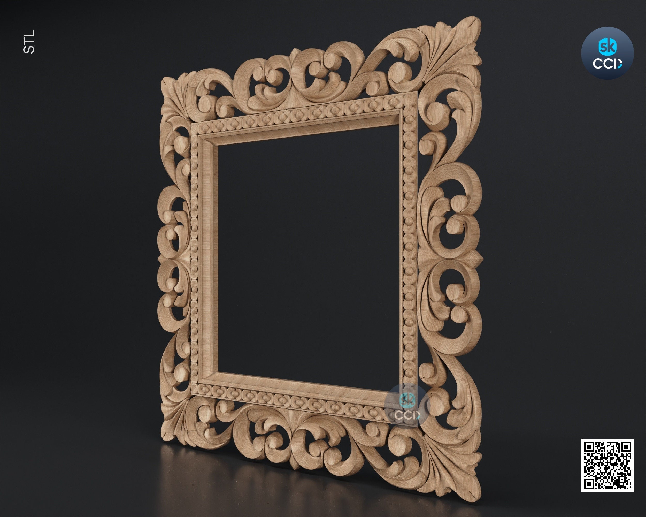 Carved Frame STL 3D Model, Carvign Frame, CNC Router Carving ArtCAM File, CNC files, Wood, Art, Wall Decor SKWF10142