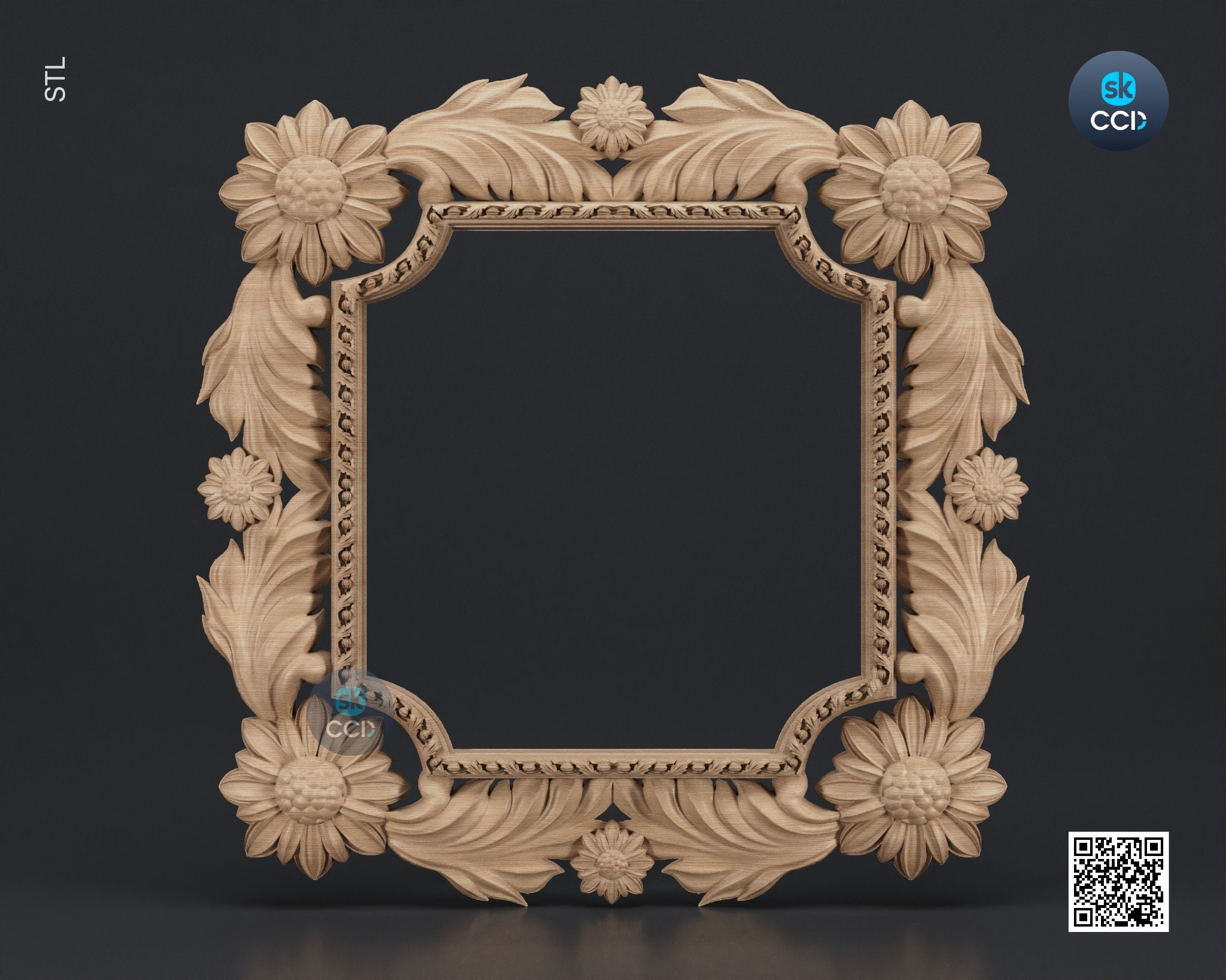 Carved Frame STL 3D Model, Carvign Frame, CNC Router Carving ArtCAM File, CNC files, Wood, Art, Wall Decor SKWF1013