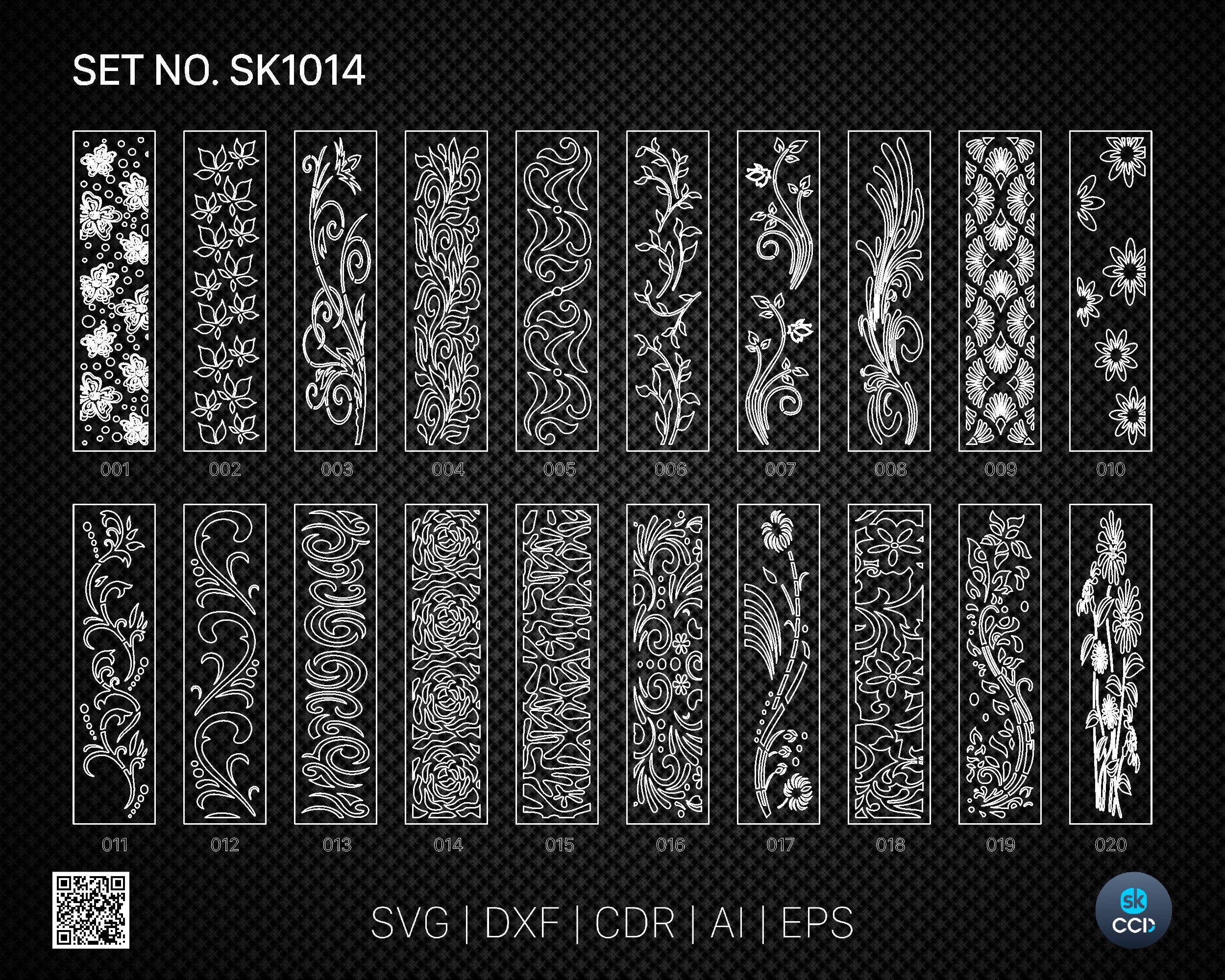 20 Decorative panel | Set SK1014 | Room Divider, Screen, Partitions, Door Panel Laser, Cnc, Plasma, Cricut File CDR, Svg, AI, Dxf, Eps