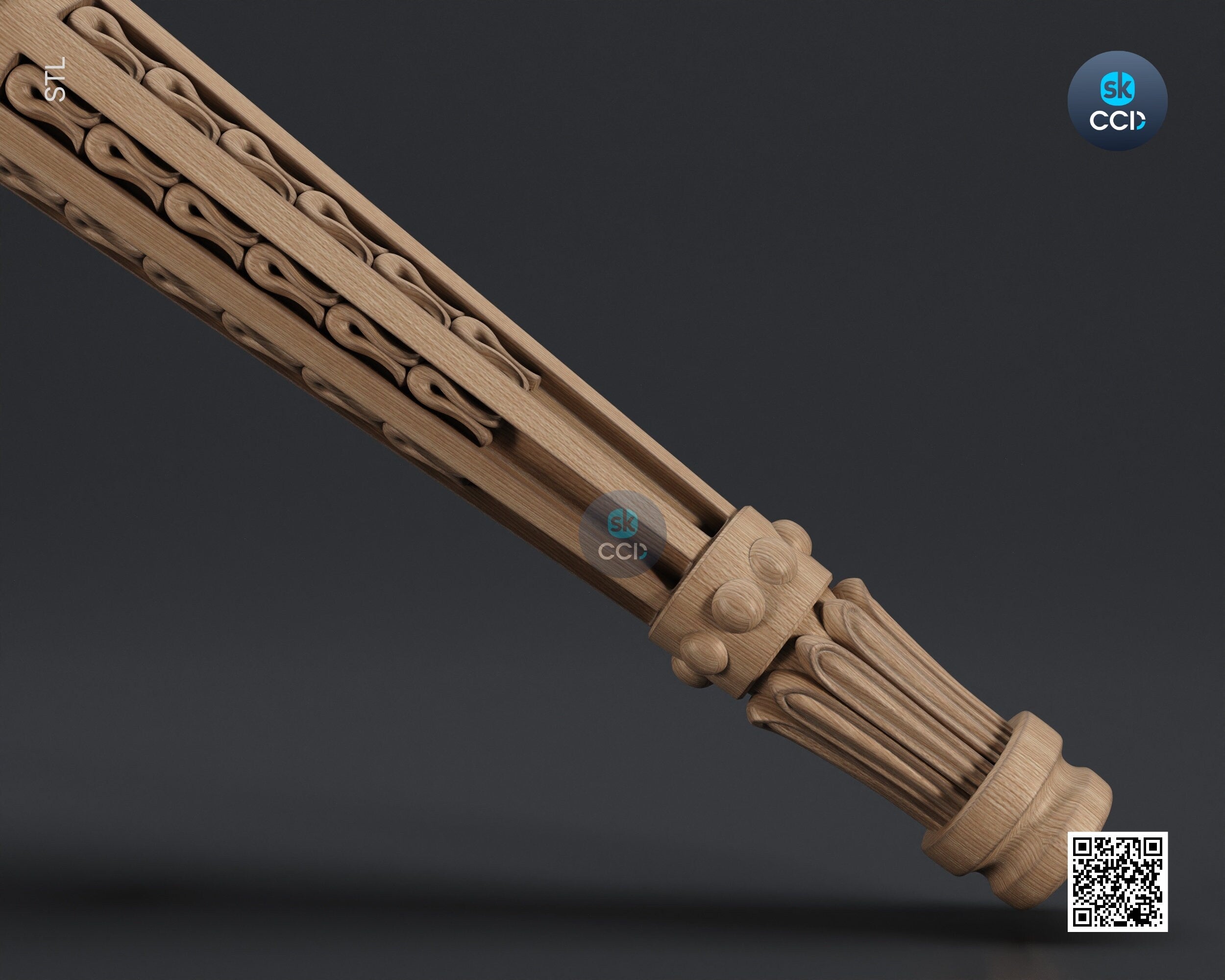 Furniture Leg 3D Model For Cnc Router, Wood Carving Digital File, Column Design, Model No. SKWL1010