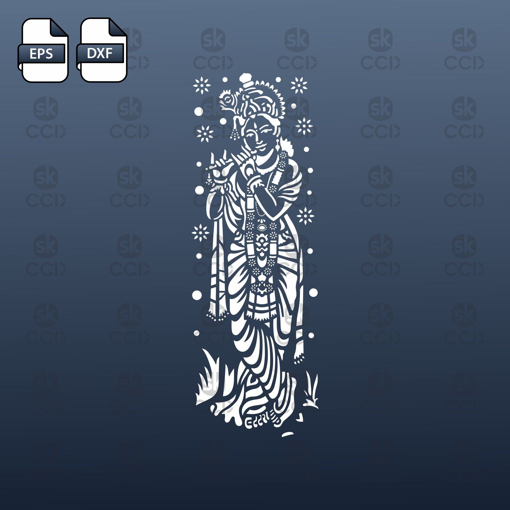 Krishna | Lord Krishna Indian God | Krishna Wall Decor | Laser Cutting Design | DXF Vector | Cnc Instant Download File | Cnc Digital Design