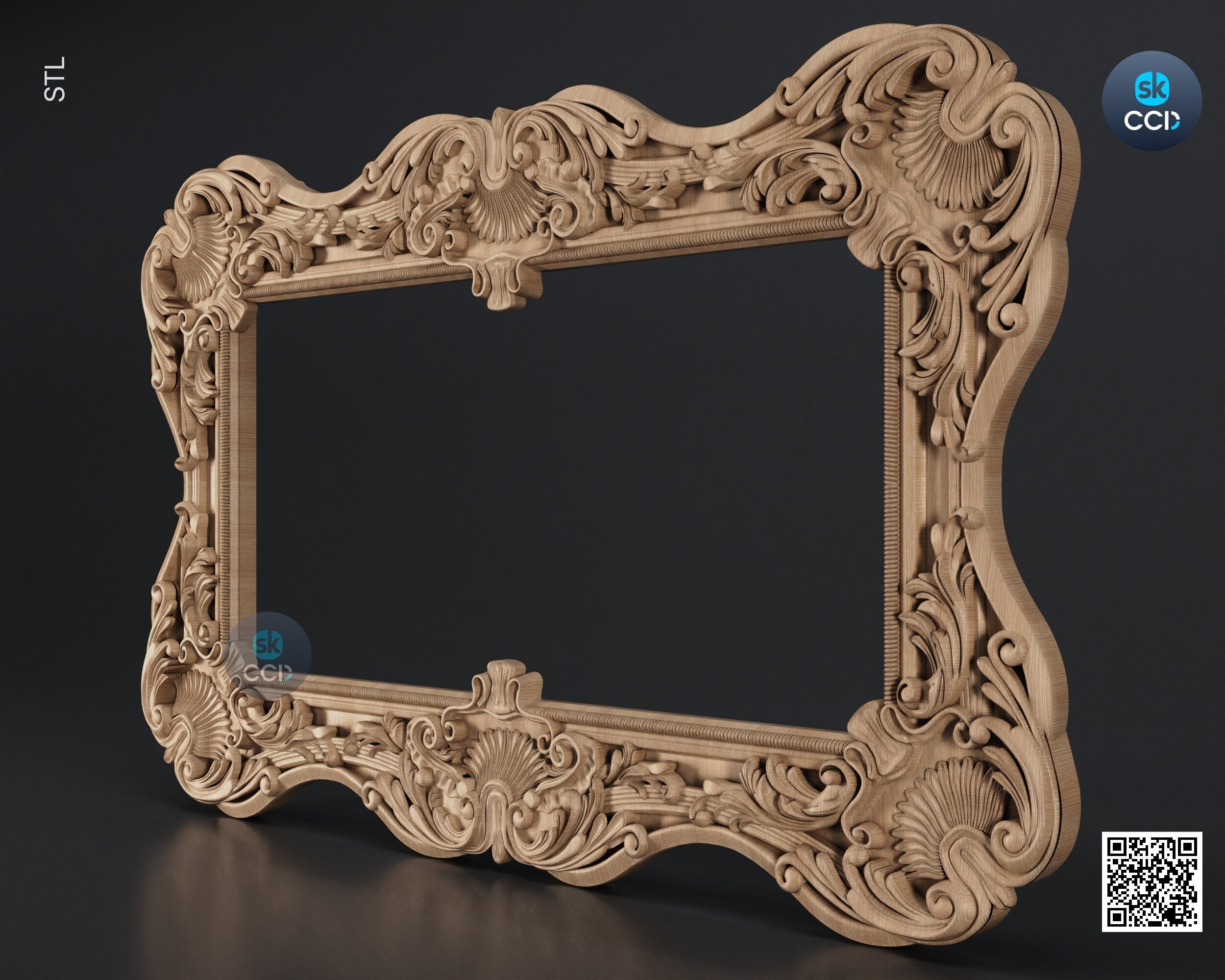 Carved Frame STL 3D Model, Carvign Frame, CNC Router Carving ArtCAM File, CNC files, Wood, Art, Wall Decor SKWF10214