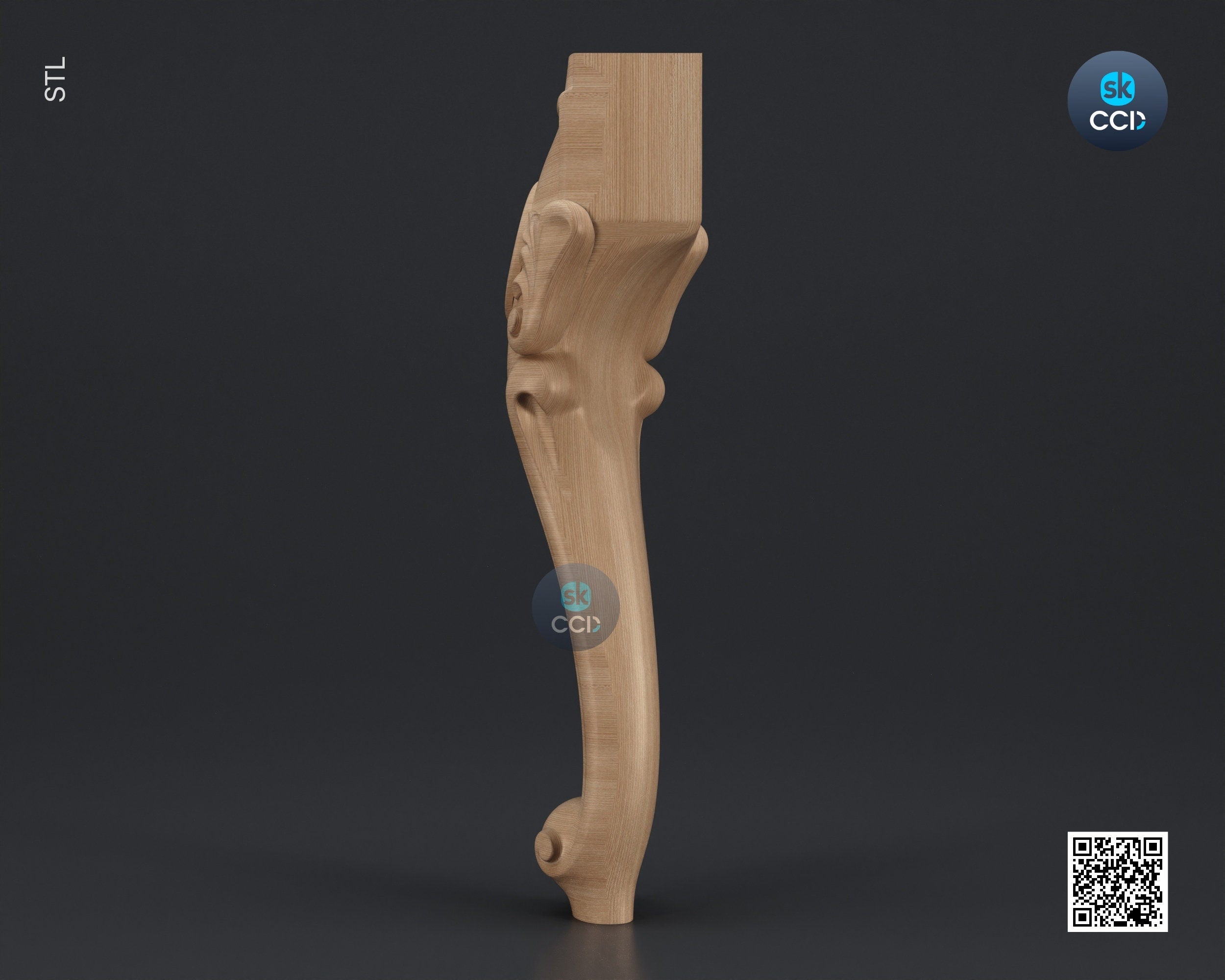 Furniture Leg 3D Model For Cnc Router, Wood Carving Digital File, Column Design, Model No. SKWL1034