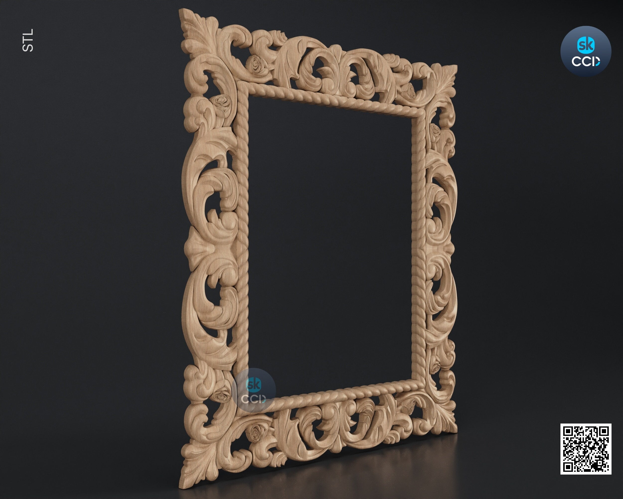 Carved Frame STL 3D Model, Carvign Frame, CNC Router Carving ArtCAM File, CNC files, Wood, Art, Wall Decor SKWF10169