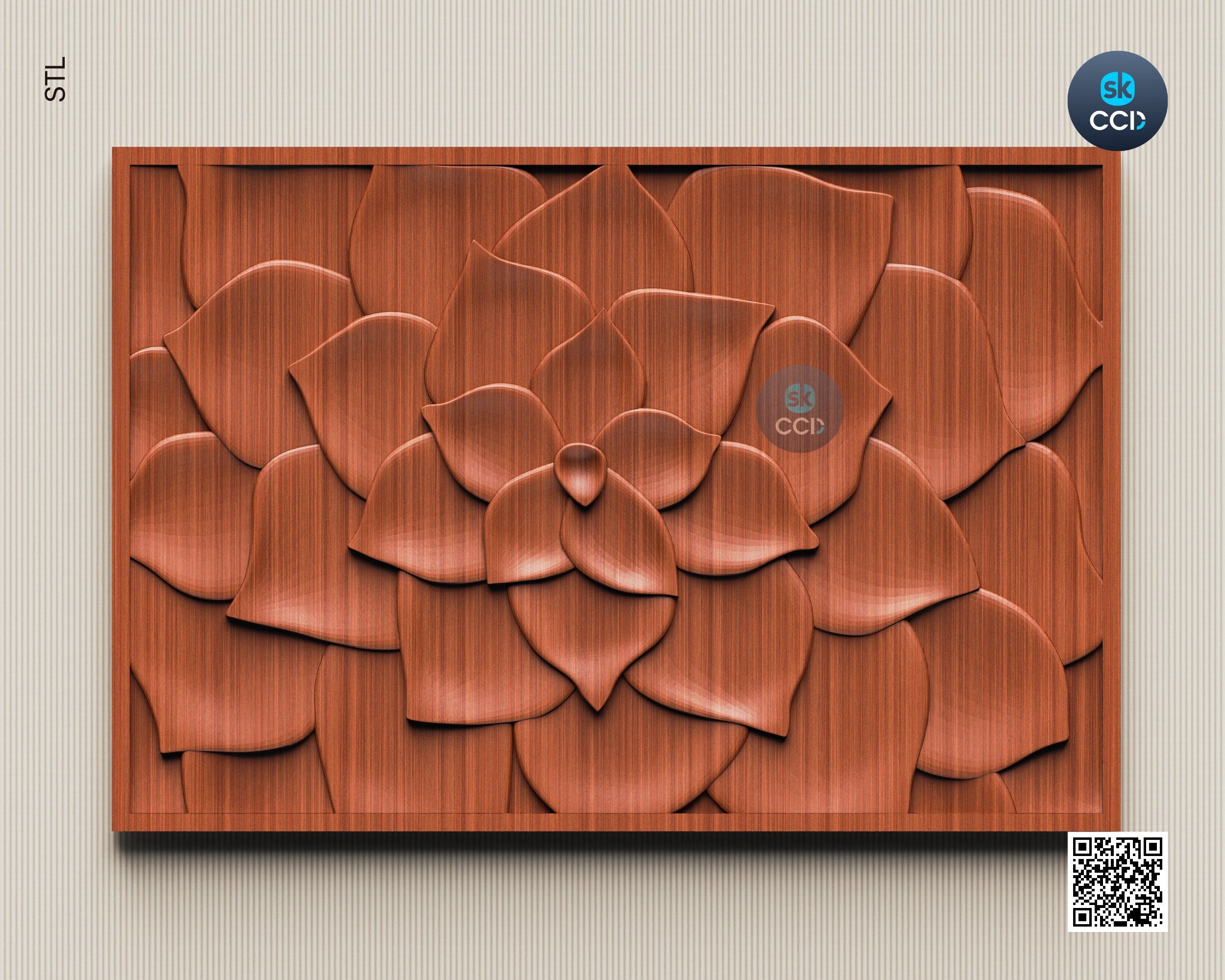 Flora | Wood Carving Art | Digital Files | Wood Carving Model | 3D Printed Wall Art | 3D Printer File
