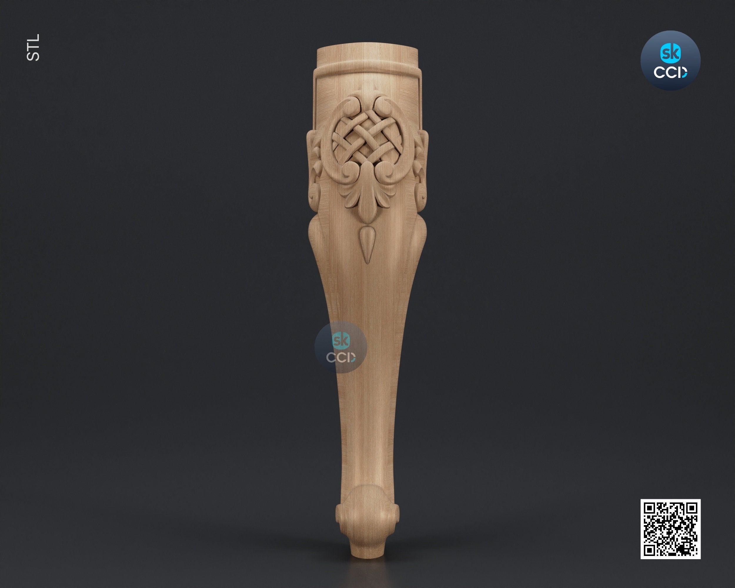 Furniture Leg 3D Model For Cnc Router, Wood Carving Digital File, Column Design, Model No. SKWL1034