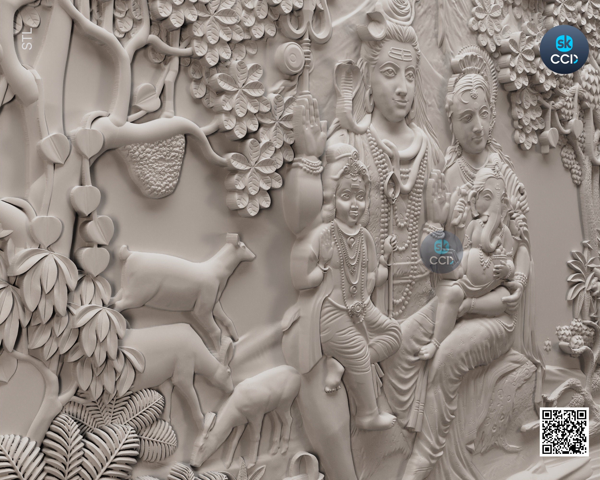 Lord Shiva Parvati STL 3D Model, Carvign Model, CNC Router Carving ArtCAM File, CNC files, Wood, Art, Wall Decor 3D1071