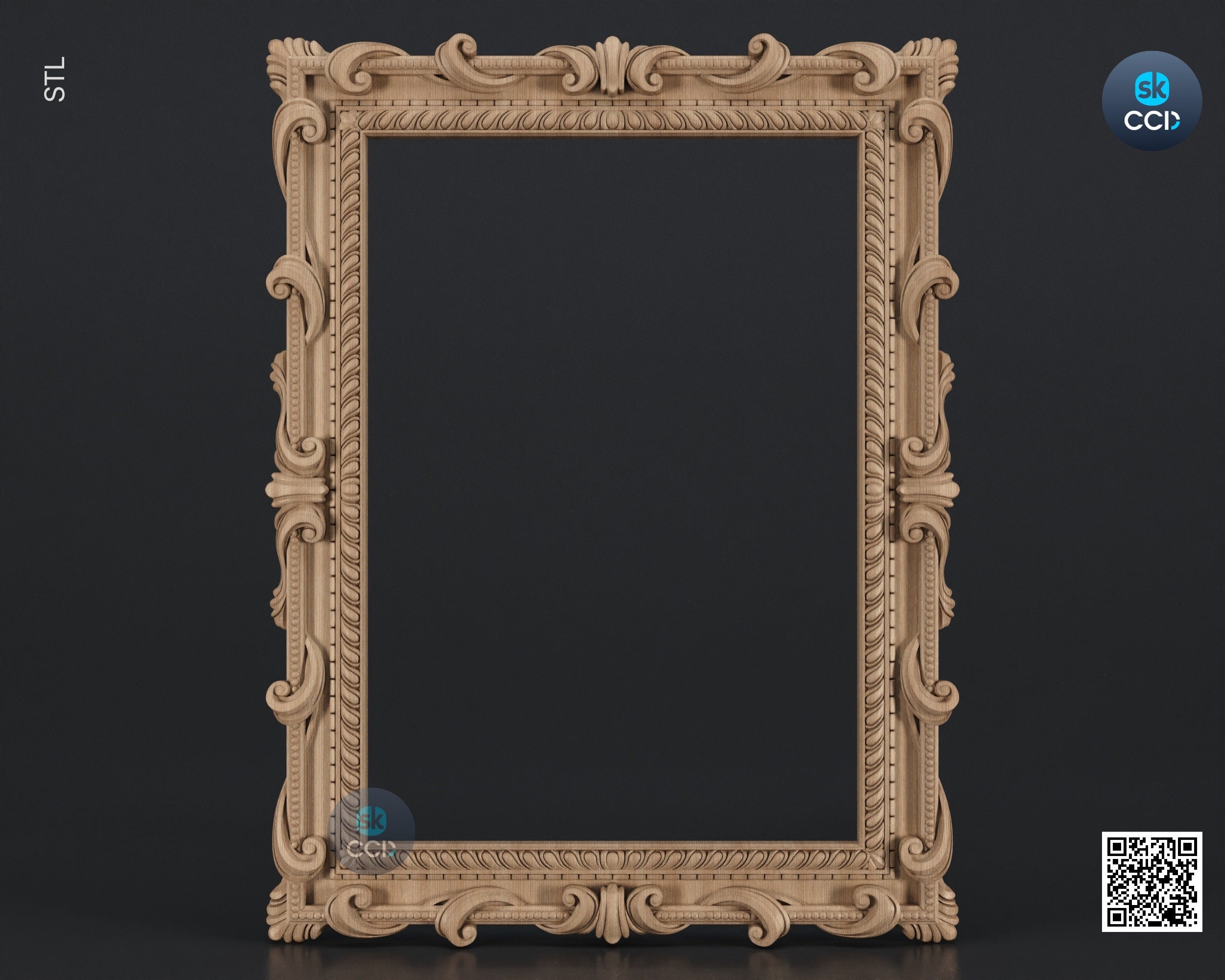 Carved Frame STL 3D Model, Carvign Frame, CNC Router Carving ArtCAM File, CNC files, Wood, Art, Wall Decor SKWF10171