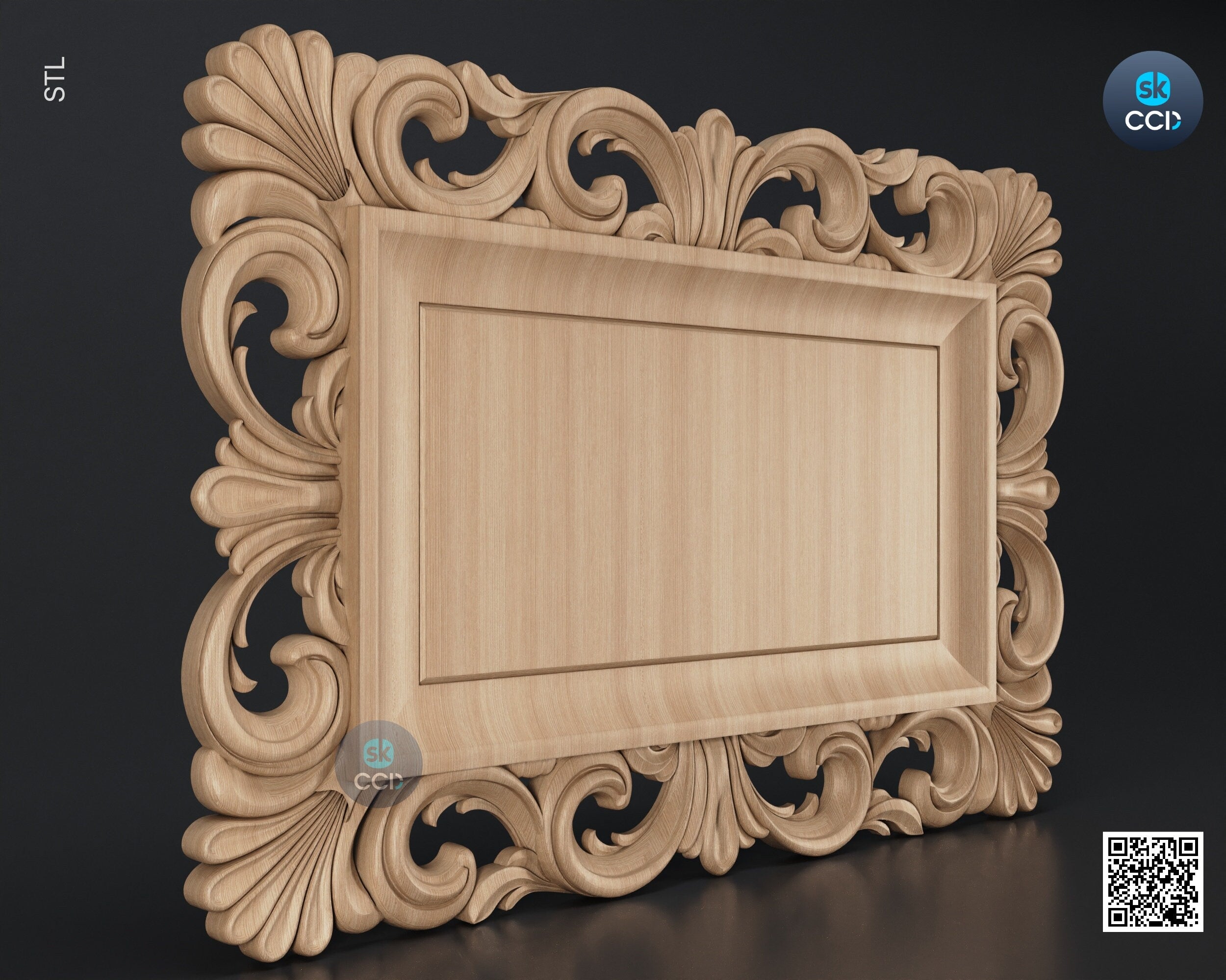 Carved Frame STL 3D Model, Carvign Frame, CNC Router Carving ArtCAM File, CNC files, Wood, Art, Wall Decor SKWF10231