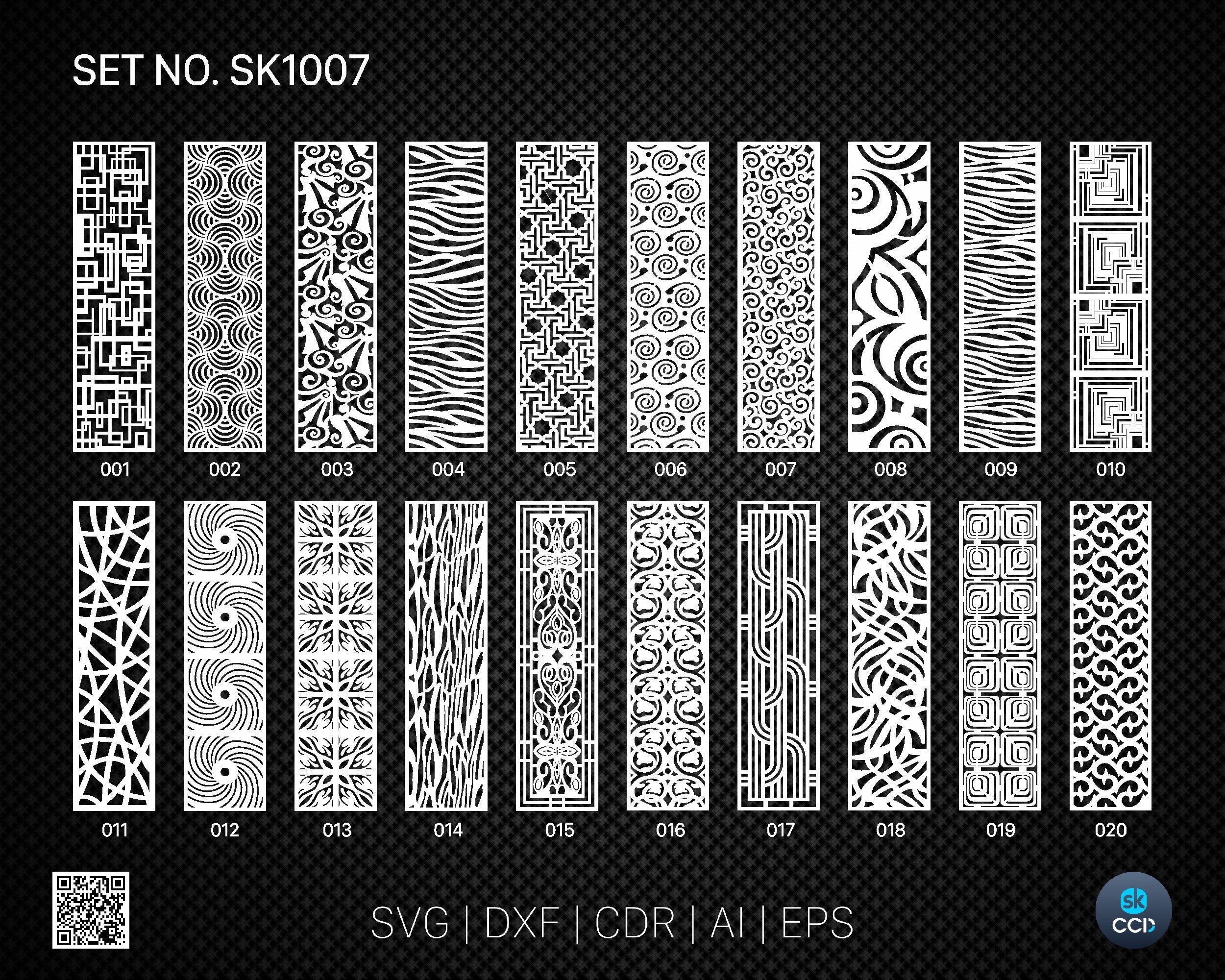 20 Decorative panel | Set SK1007 | Room Divider, Screen, Partitions, Door Panel Laser, Cnc, Plasma, Cricut File CDR, Svg, AI, Dxf, Eps