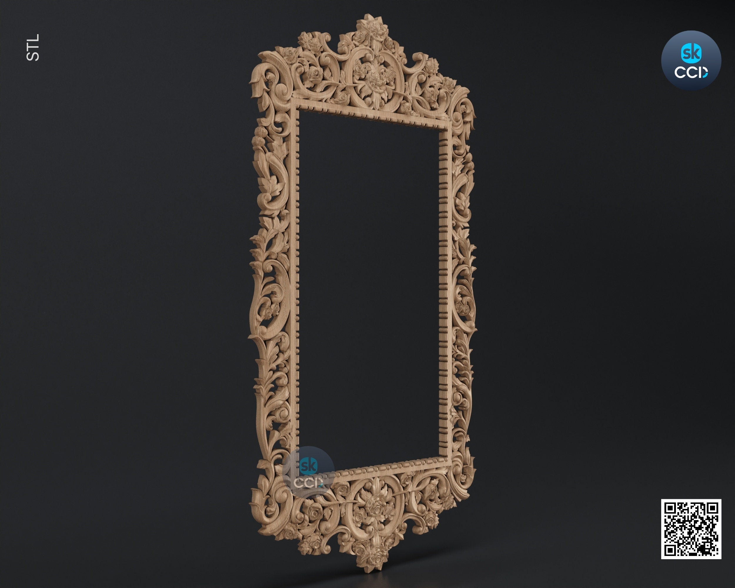 Carved Frame STL 3D Model, Carvign Frame, CNC Router Carving ArtCAM File, CNC files, Wood, Art, Wall Decor SKWF1093
