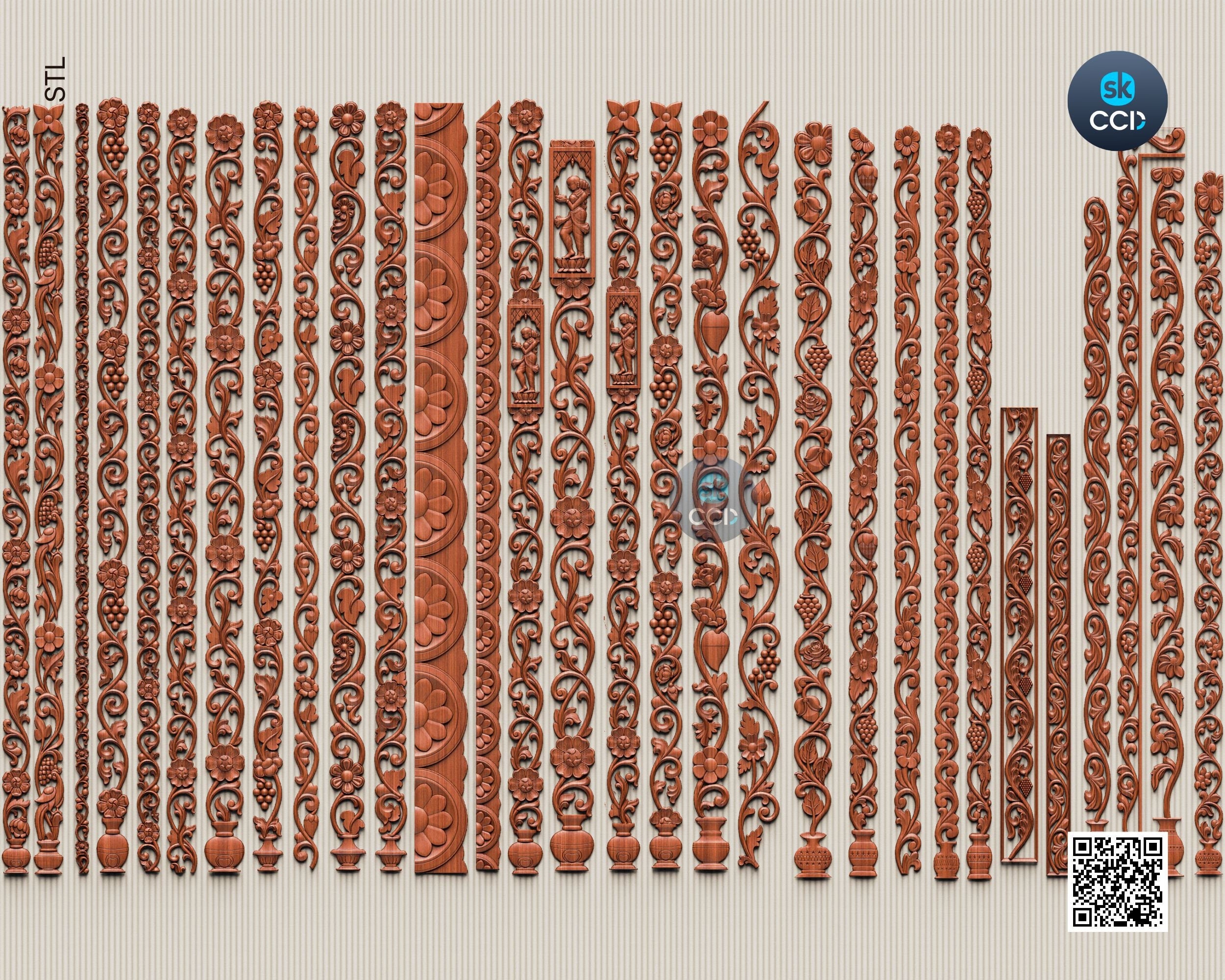 Wood Carving Border Set, Files For CNC, Instant Download Cnc Router Files, STL, Relief