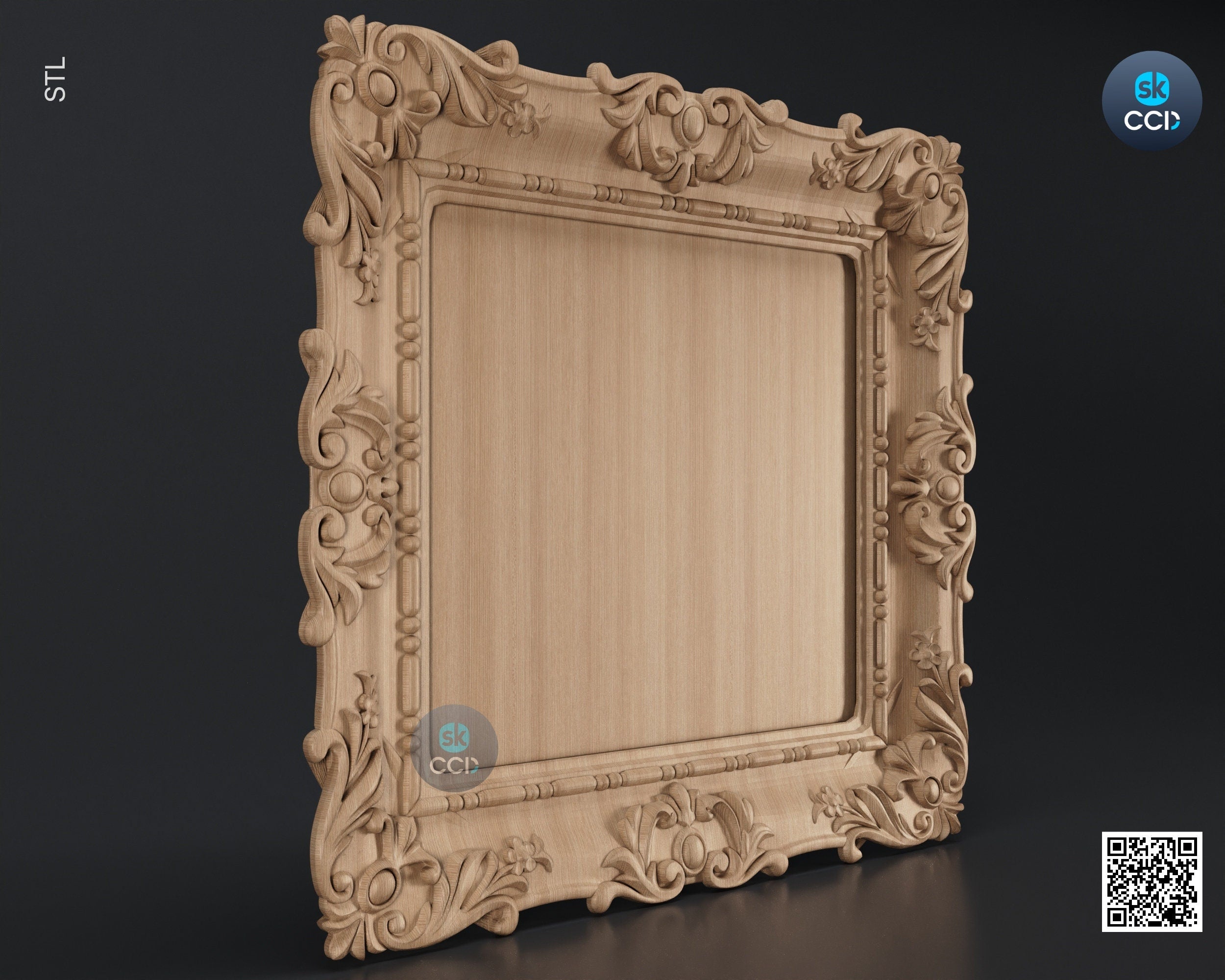 Carved Frame STL 3D Model, Carvign Frame, CNC Router Carving ArtCAM File, CNC files, Wood, Art, Wall Decor SKWF1057