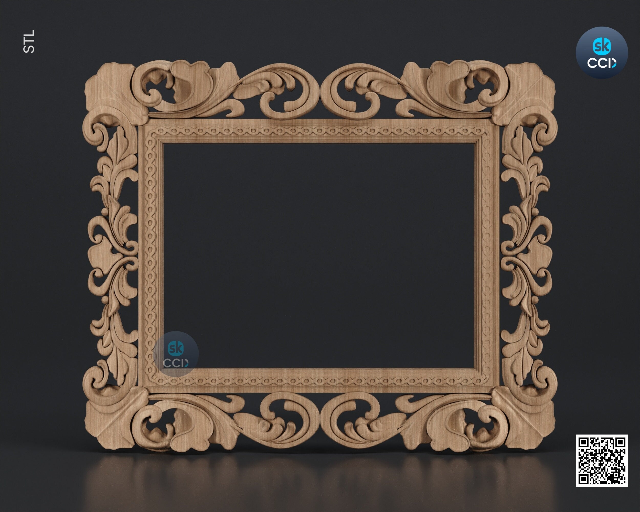 Carved Frame STL 3D Model, Carvign Frame, CNC Router Carving ArtCAM File, CNC files, Wood, Art, Wall Decor SKWF1044