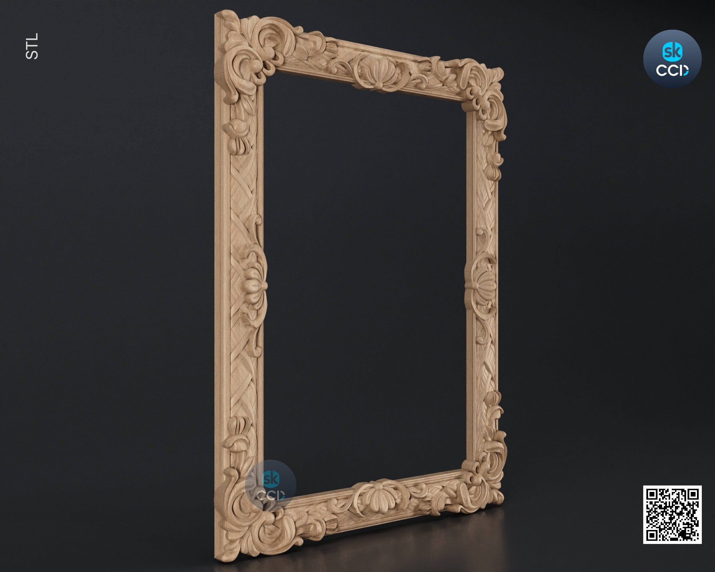 Carved Frame STL 3D Model, Carvign Frame, CNC Router Carving ArtCAM File, CNC files, Wood, Art, Wall Decor SKWF10241
