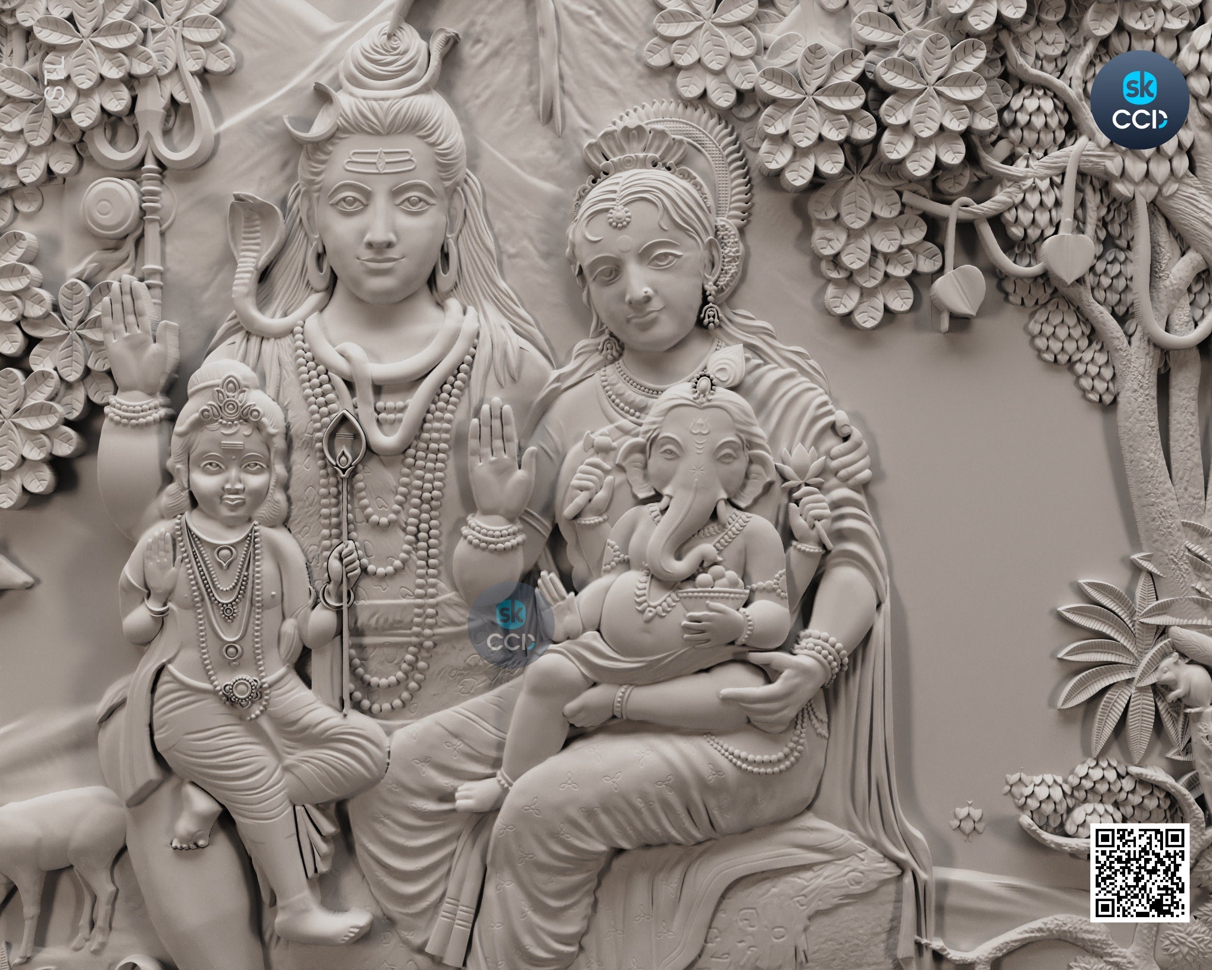Lord Shiva Parvati STL 3D Model, Carvign Model, CNC Router Carving ArtCAM File, CNC files, Wood, Art, Wall Decor 3D1071