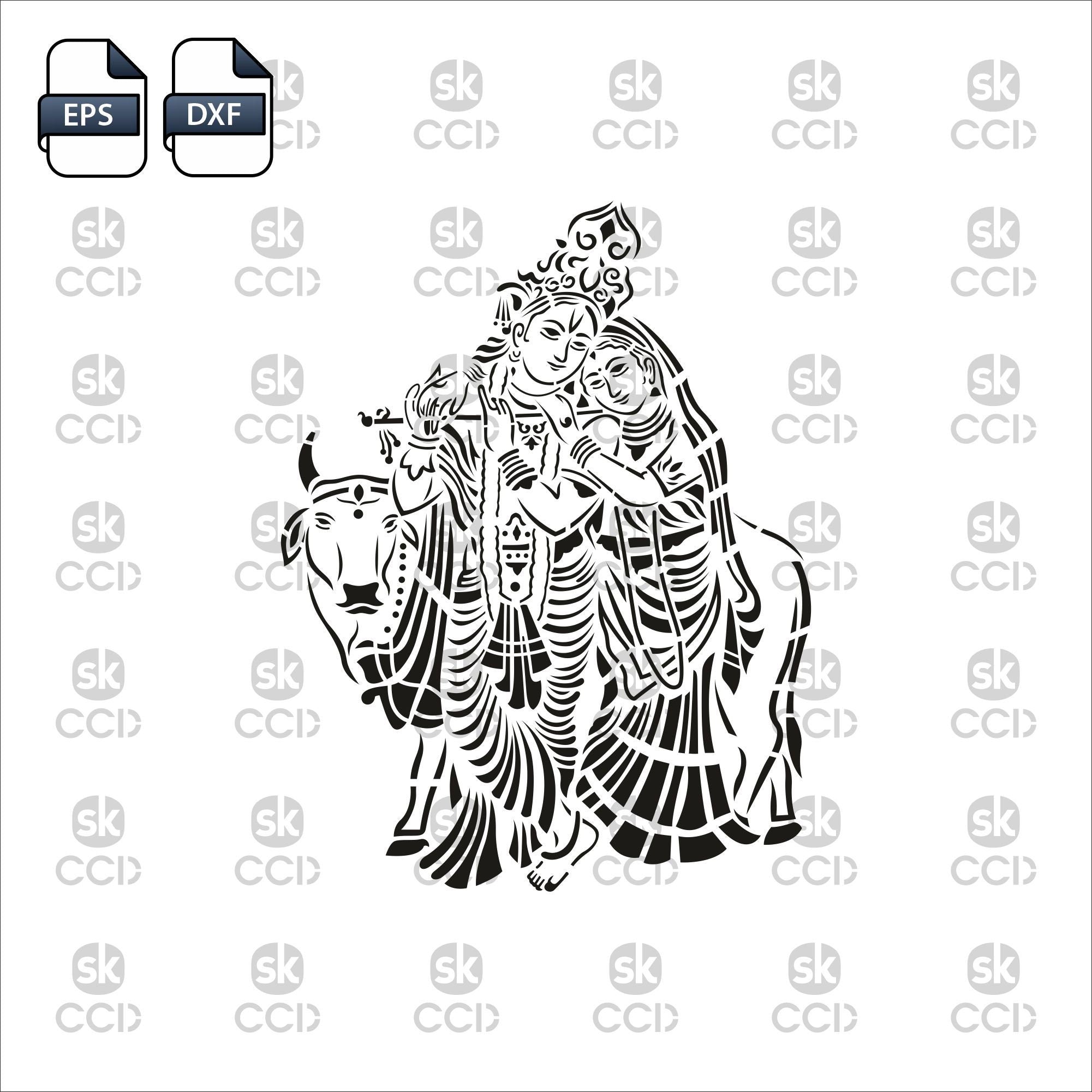 Radha Krishna | Indian God | Radha Krishna Wall Decor | Laser Cutting Design | DXF Vector | Cnc Instant Download File | Cnc Digital Design