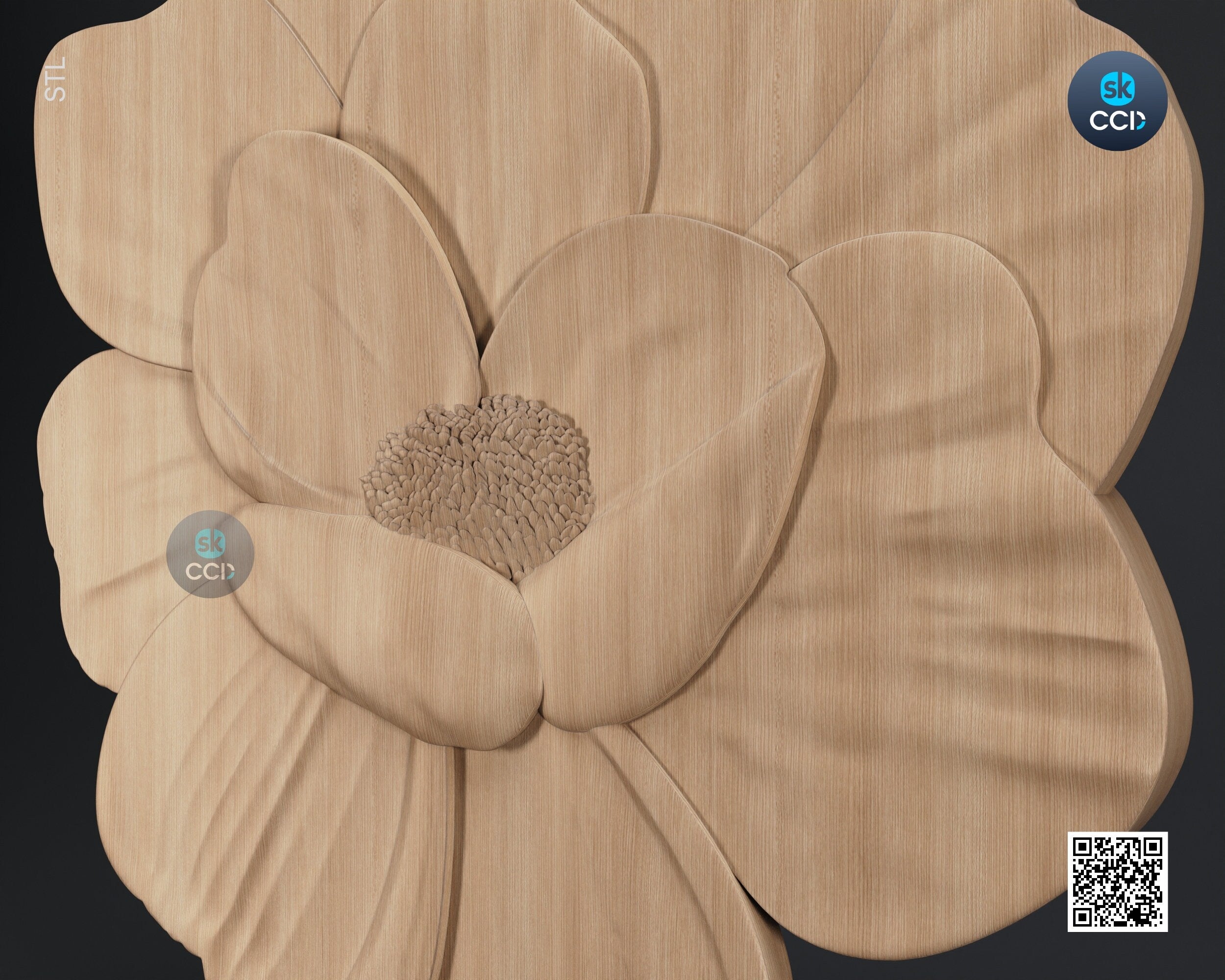 Wood Wall Art, Peony STL Model, CNC Router Carving ArtCAM File, Wall Sculpture, Wood Carving, 3D Model