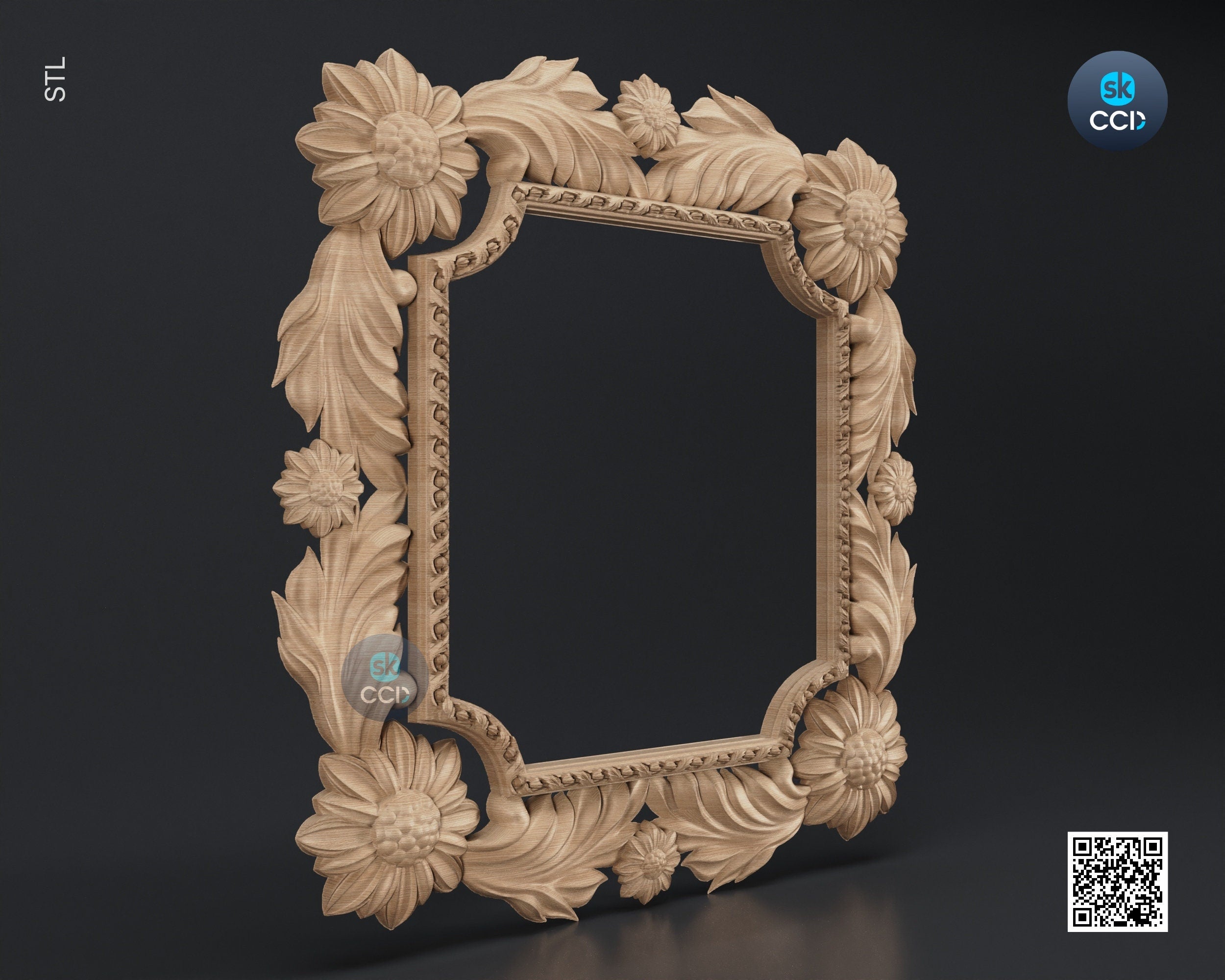 Carved Frame STL 3D Model, Carvign Frame, CNC Router Carving ArtCAM File, CNC files, Wood, Art, Wall Decor SKWF1013