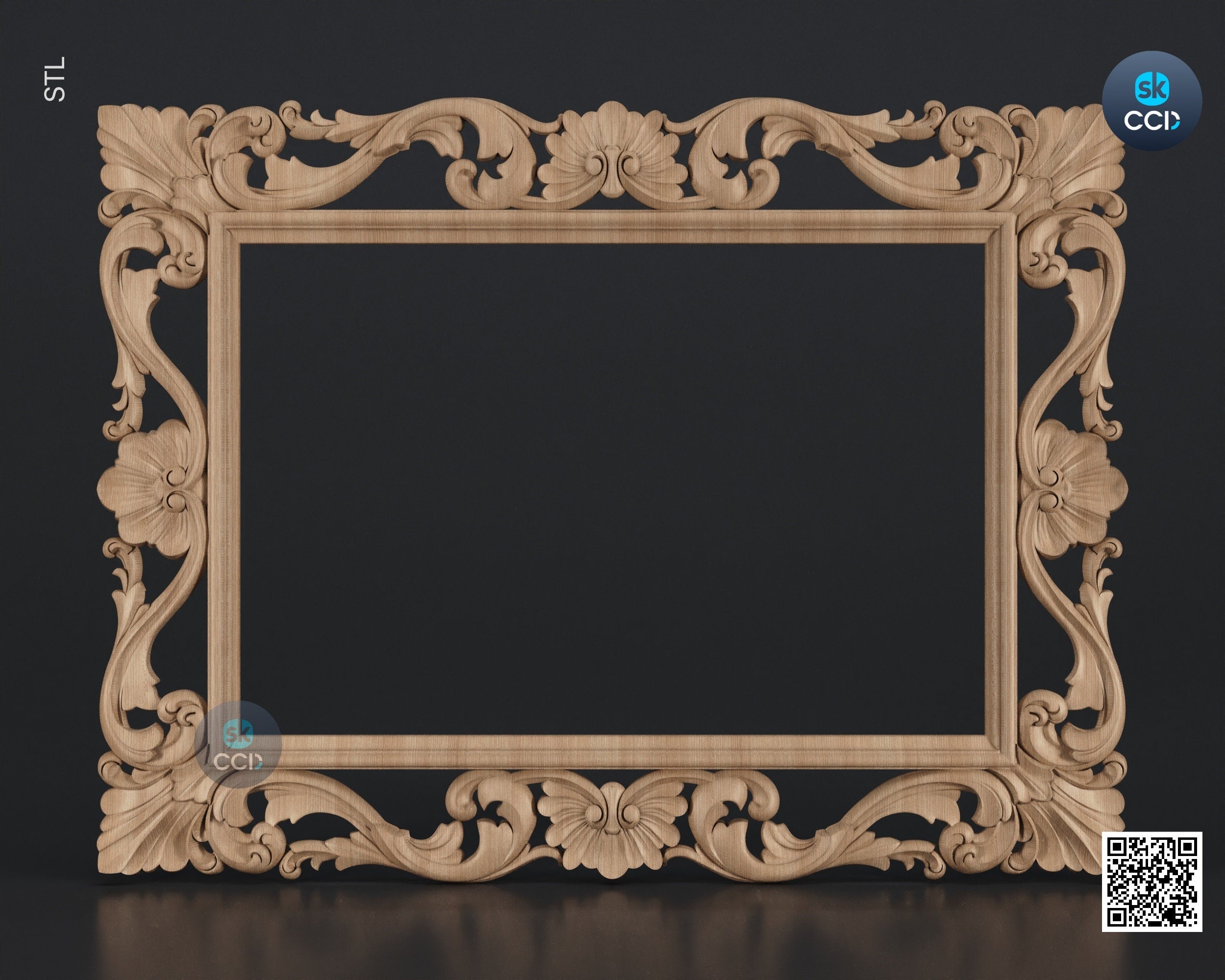 Carved Frame STL 3D Model, Carvign Frame, CNC Router Carving ArtCAM File, CNC files, Wood, Art, Wall Decor SKWF10138