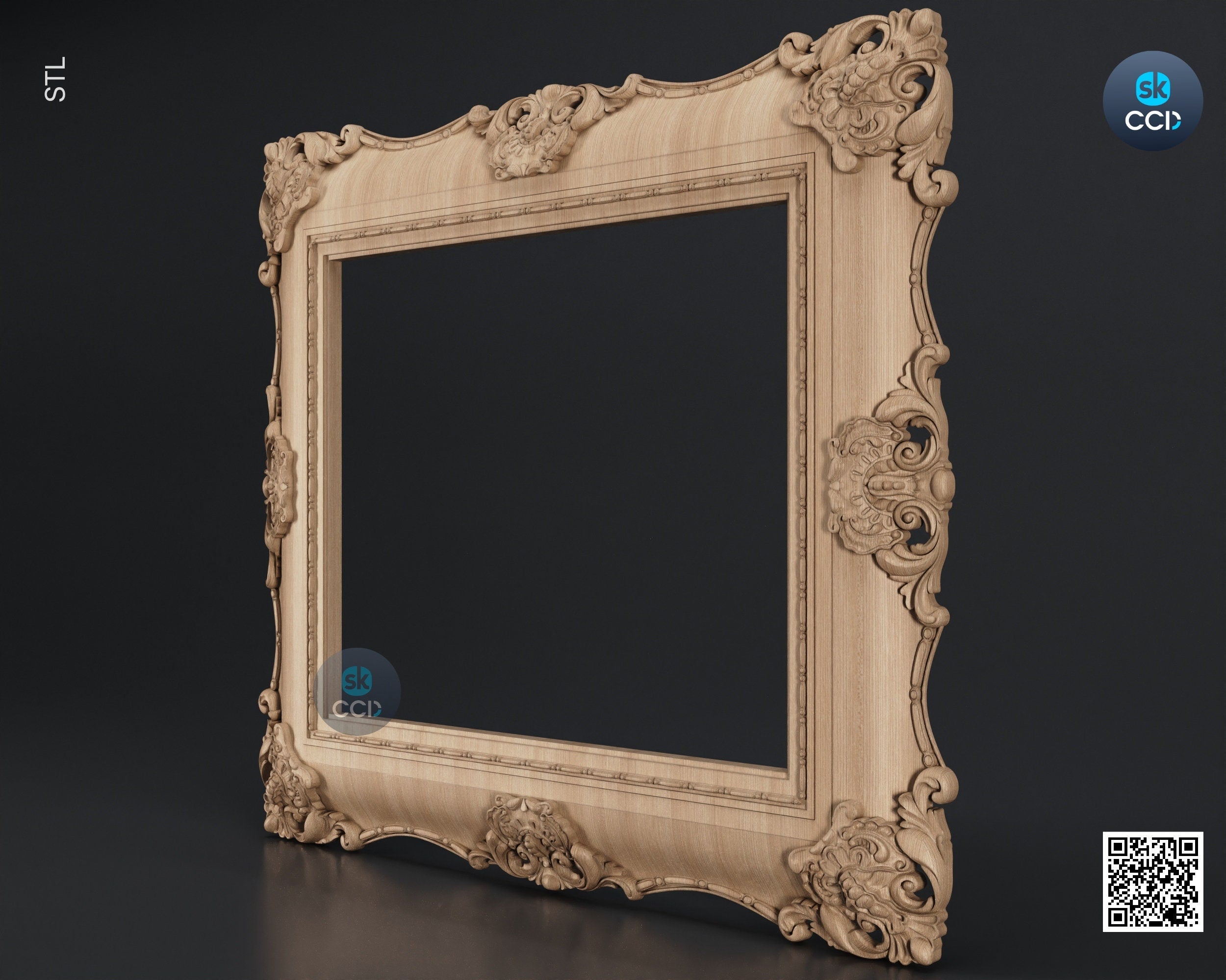 Carved Frame STL 3D Model, Carvign Frame, CNC Router Carving ArtCAM File, CNC files, Wood, Art, Wall Decor SKWF1054