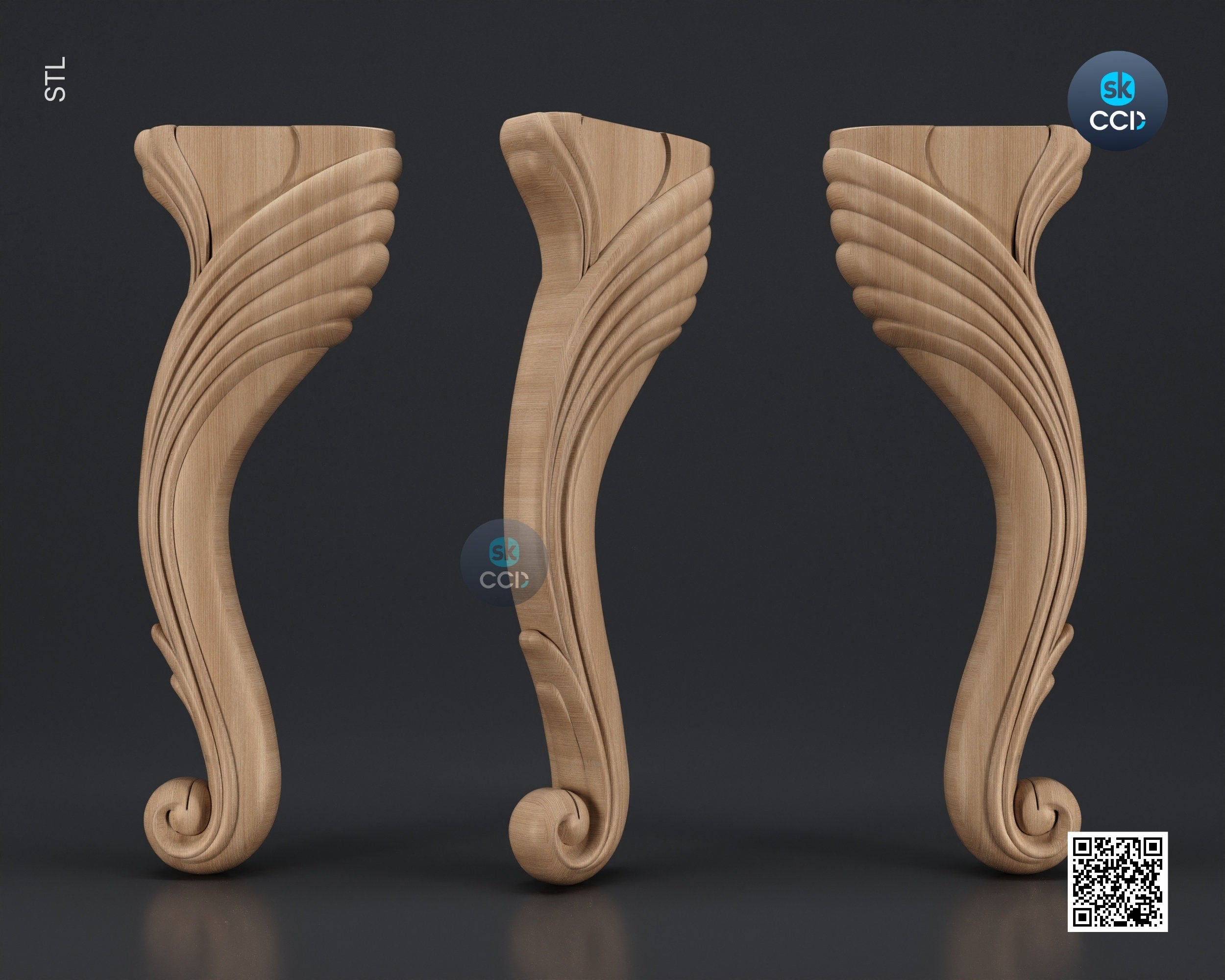 Furniture Leg 3D Model For Cnc Router, Wood Carving Digital File, Column Design, Model No. SKWL1040