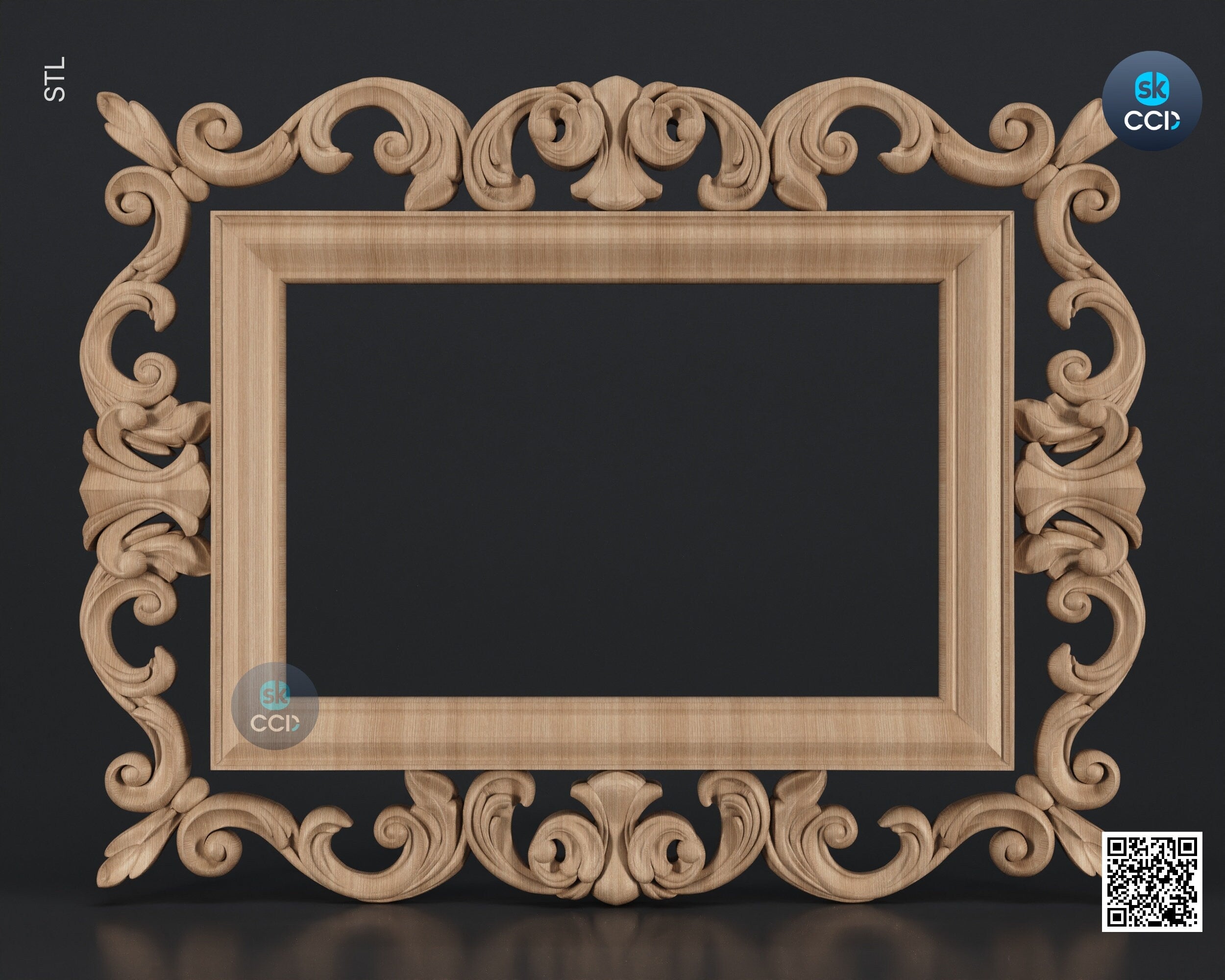 Carved Frame STL 3D Model, Carvign Frame, CNC Router Carving ArtCAM File, CNC files, Wood, Art, Wall Decor SKWF10147