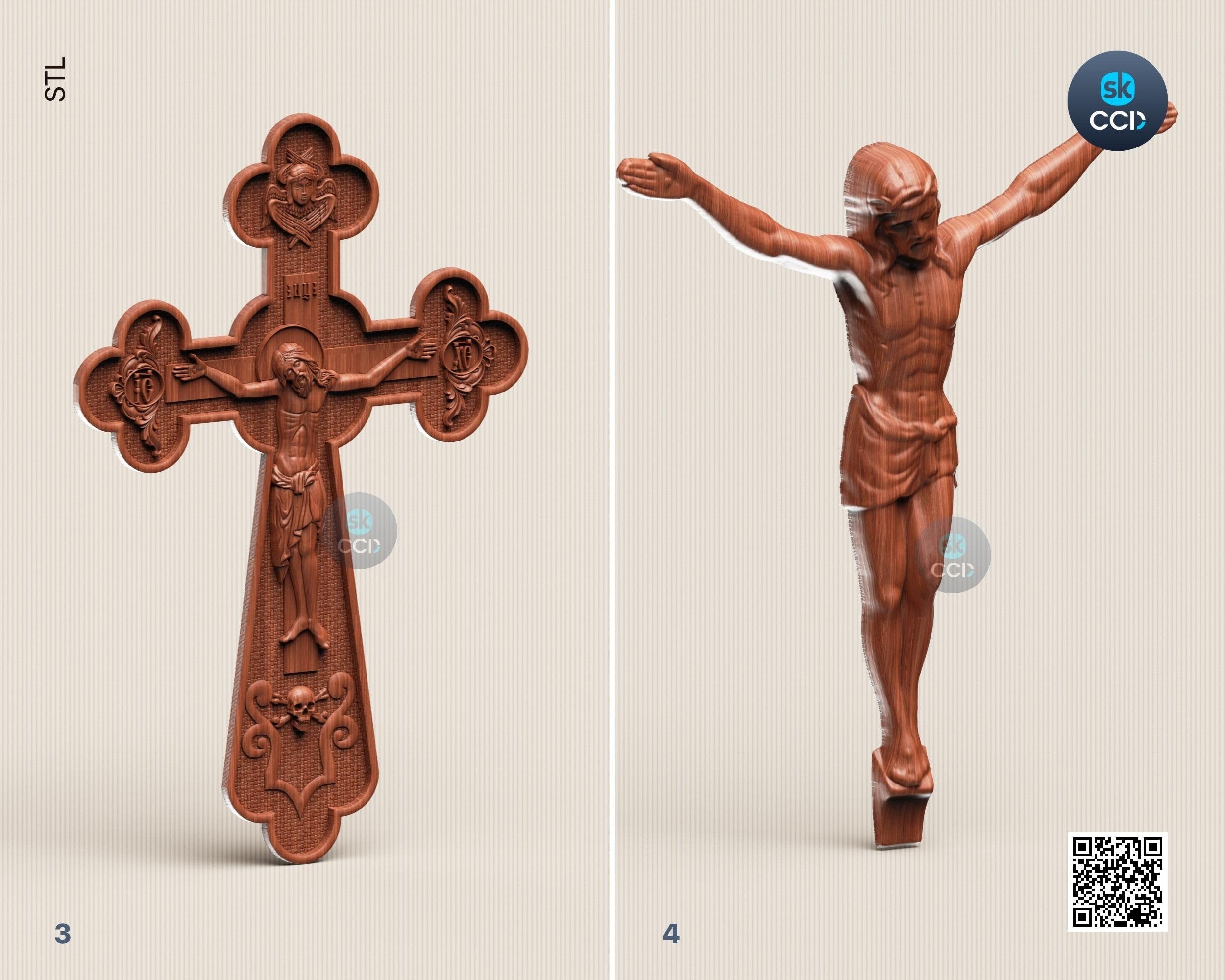 Cross Stl, 3D STL File for Cnc and 3D Printer, Jesus Cross Set - 2, CNC Download