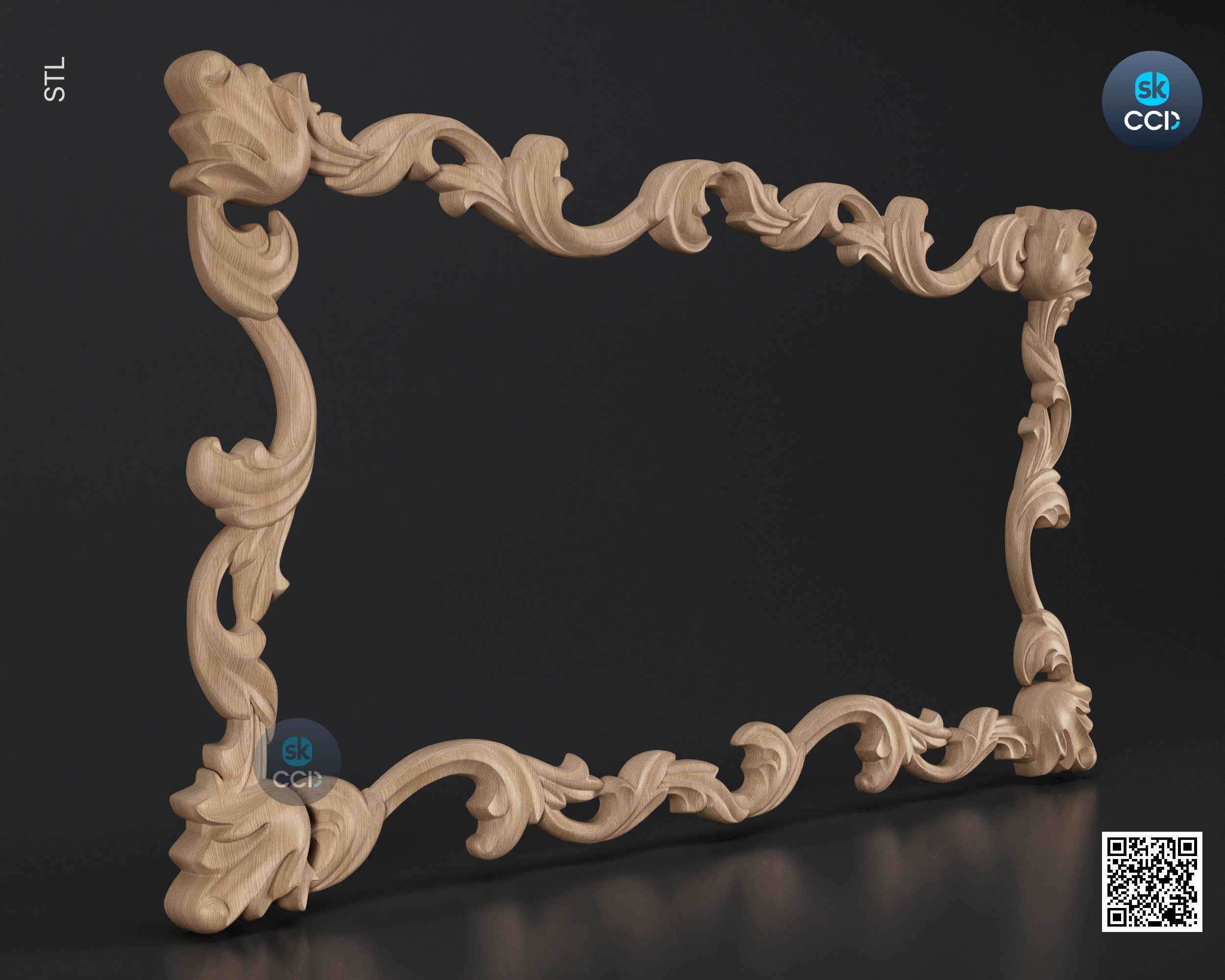 Carved Frame STL 3D Model, Carvign Frame, CNC Router Carving ArtCAM File, CNC files, Wood, Art, Wall Decor SKWF10167