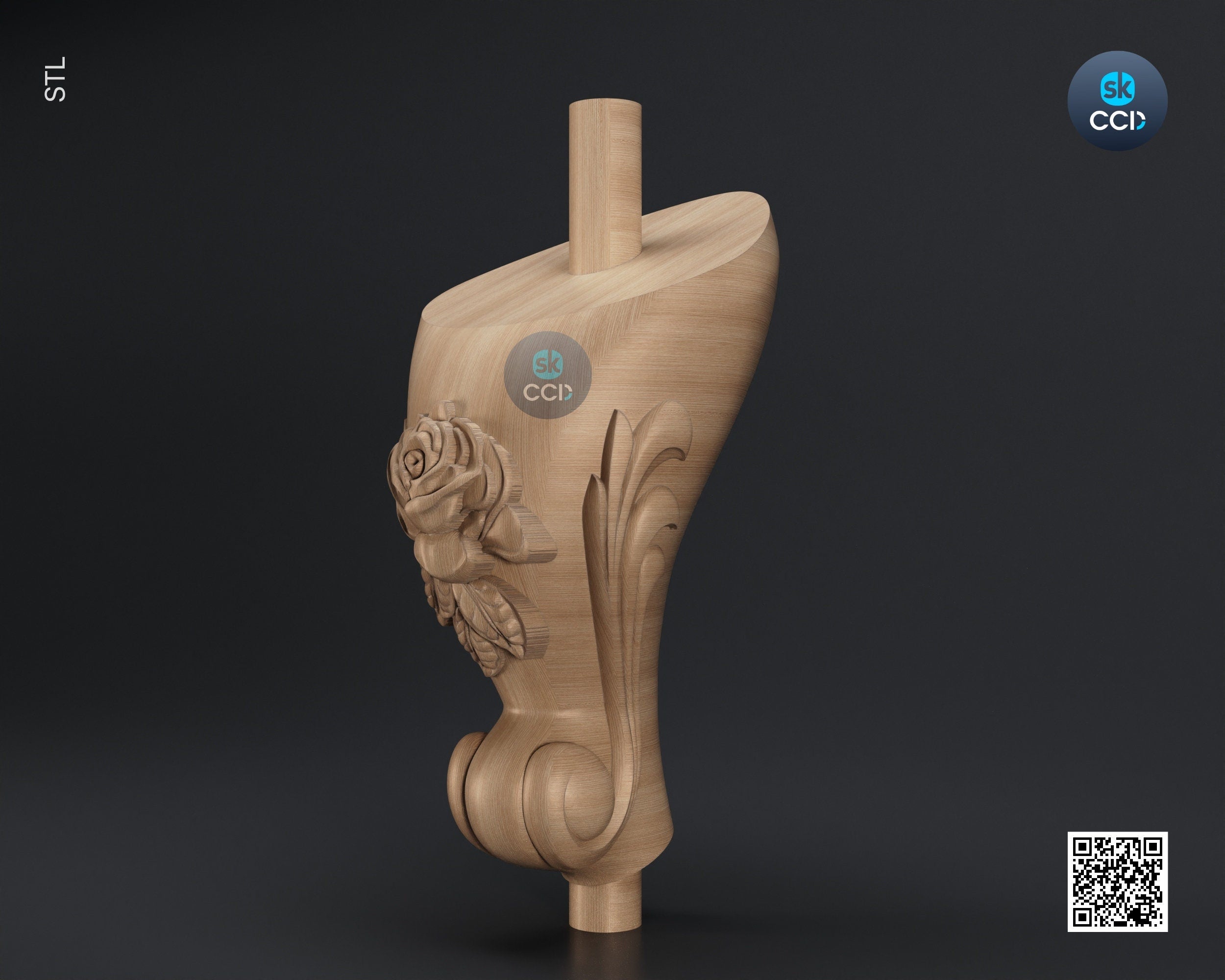 Furniture Leg 3D Model For Cnc Router, Wood Carving Digital File, Column Design, Model No. SKWL1027