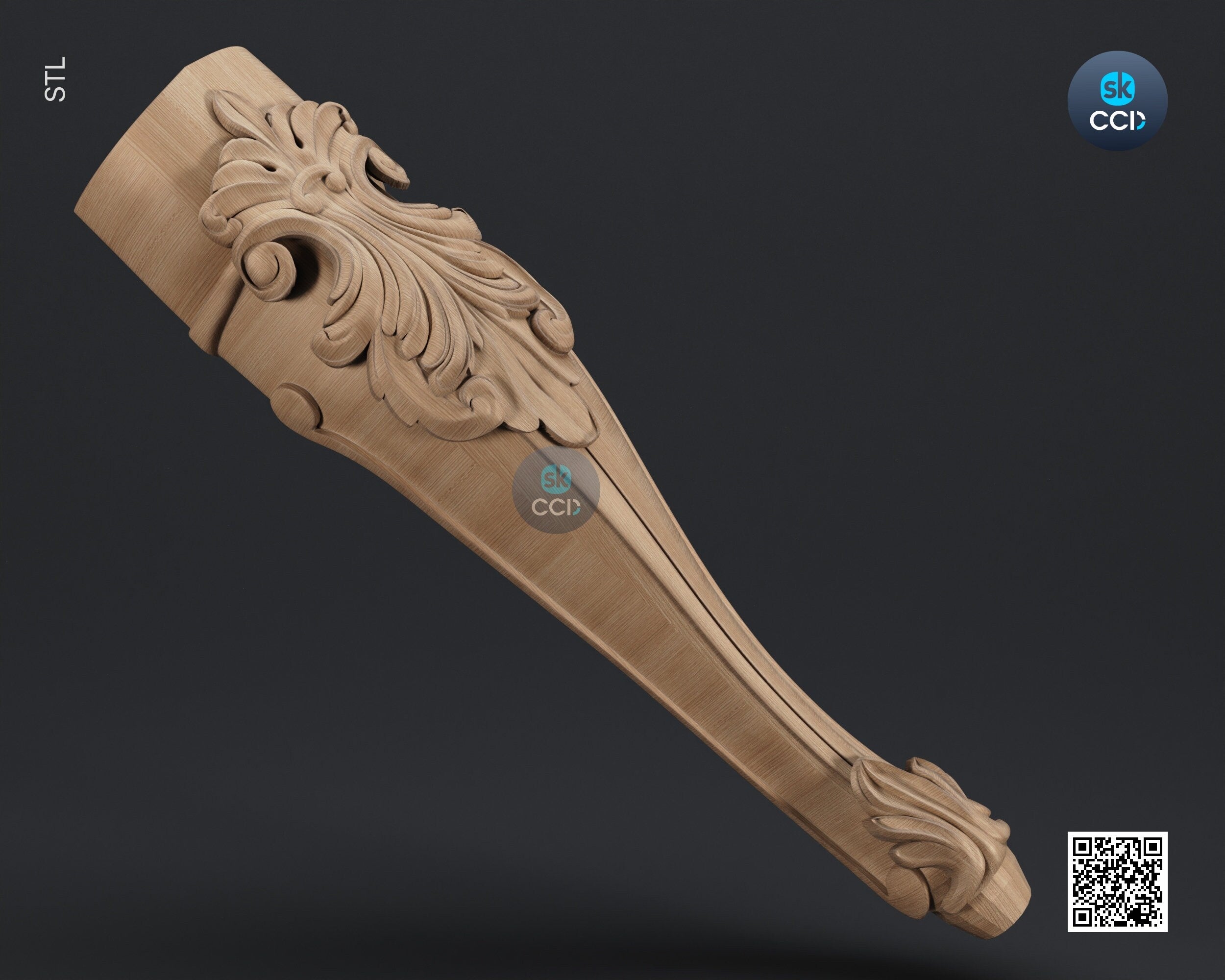 Furniture Leg 3D Model For Cnc Router, Wood Carving Digital File, Column Design, Model No. SKWL1013