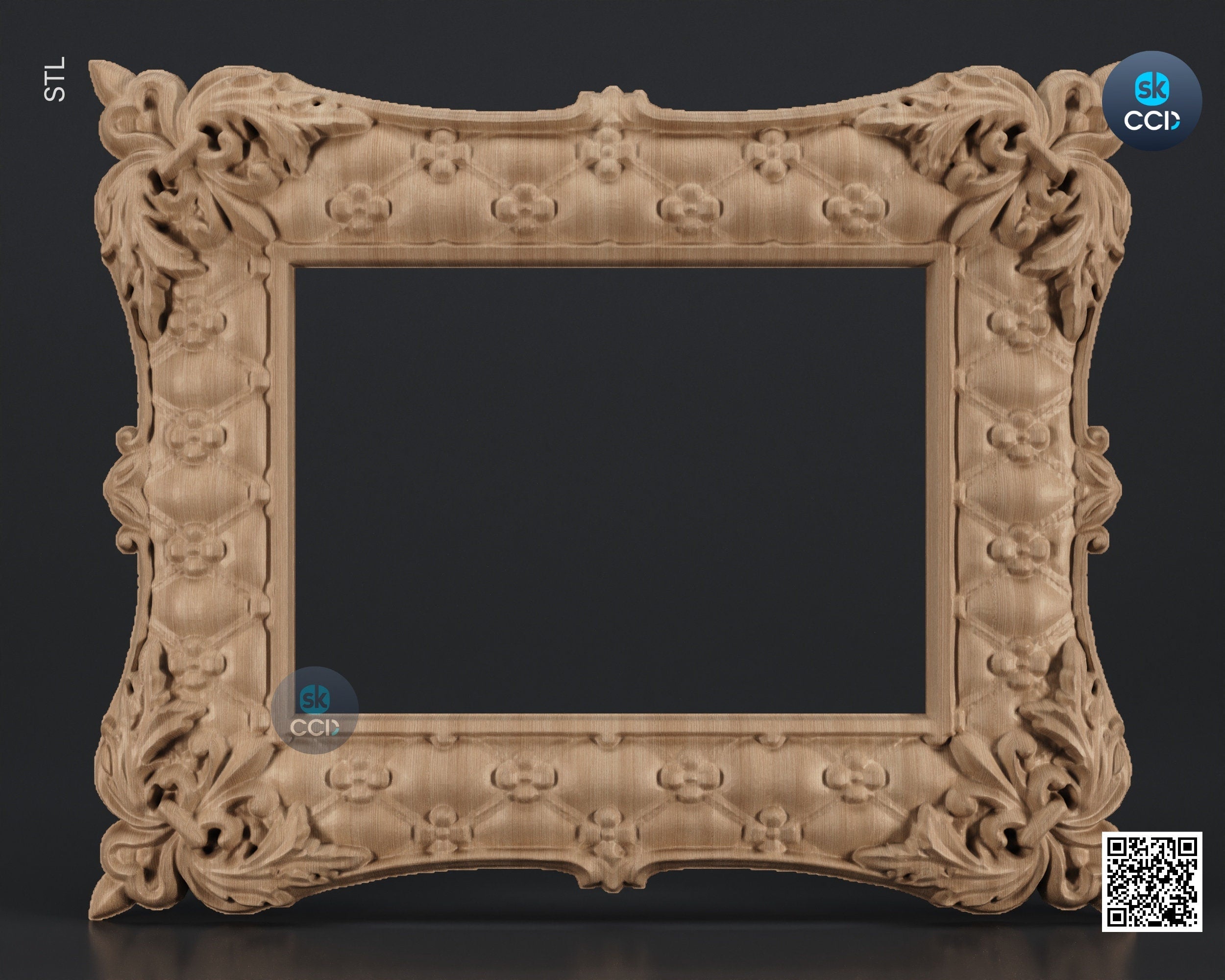Carved Frame STL 3D Model, Carvign Frame, CNC Router Carving ArtCAM File, CNC files, Wood, Art, Wall Decor SKWF1098
