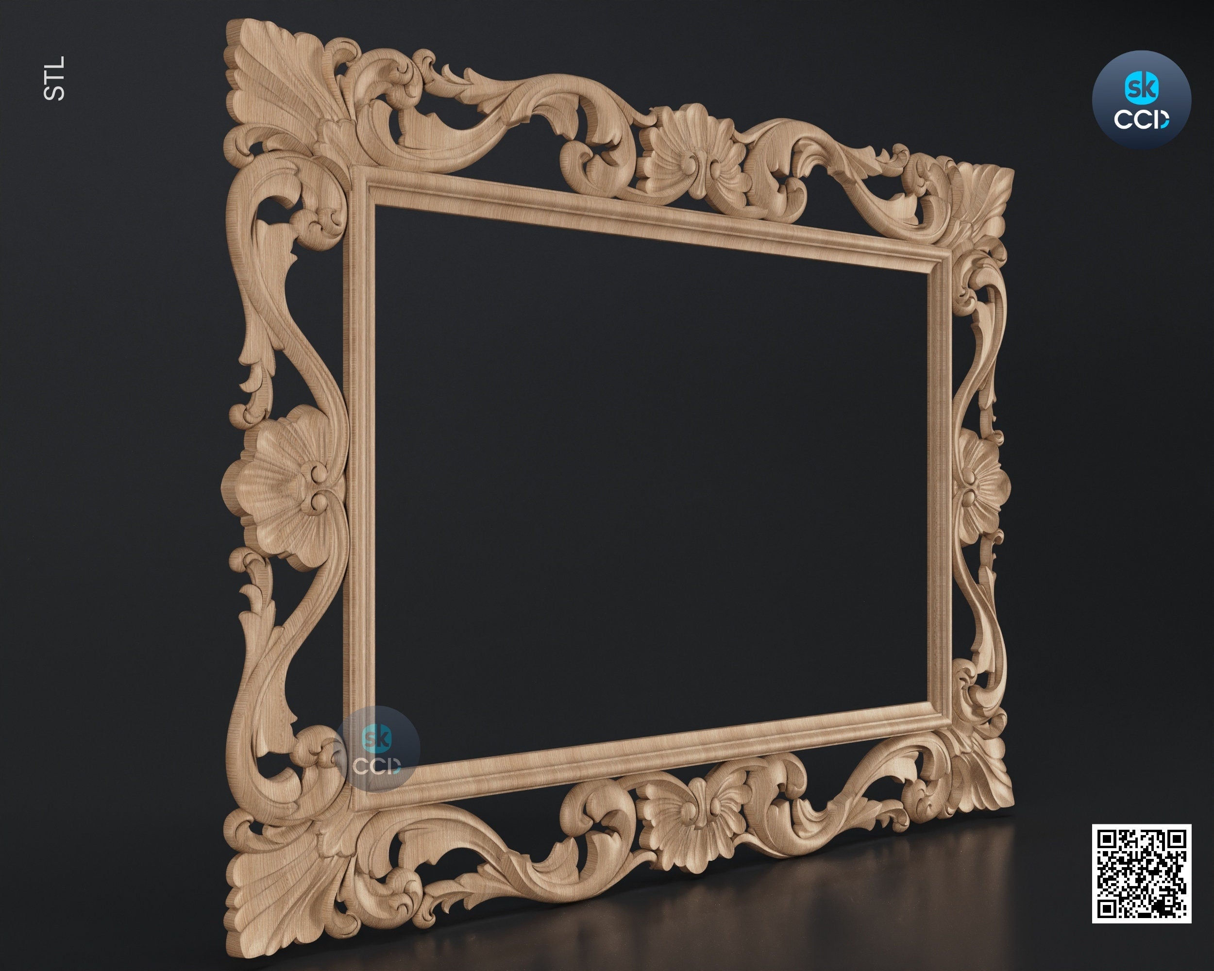 Carved Frame STL 3D Model, Carvign Frame, CNC Router Carving ArtCAM File, CNC files, Wood, Art, Wall Decor SKWF10138