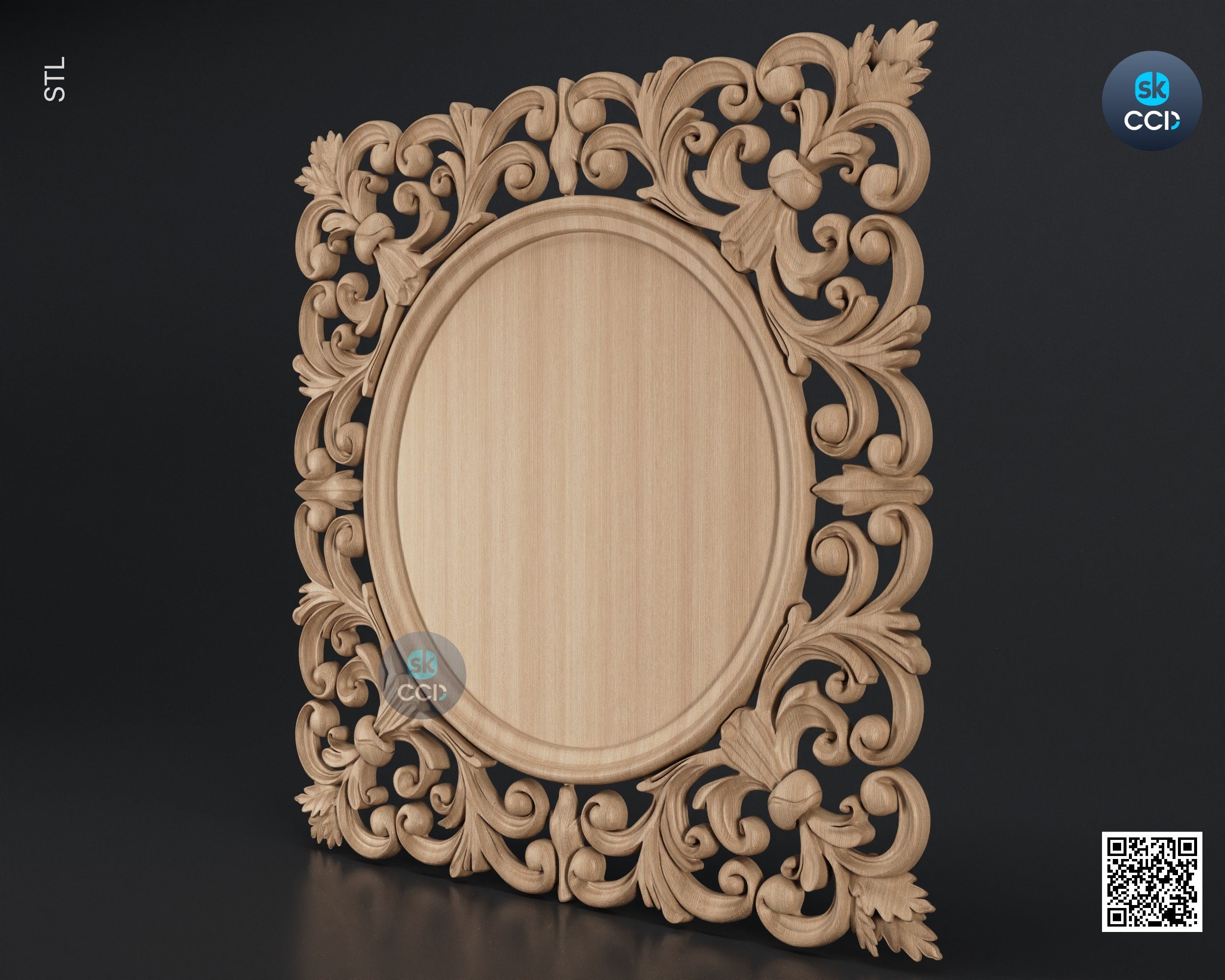 Carved Frame STL 3D Model, Carvign Frame, CNC Router Carving ArtCAM File, CNC files, Wood, Art, Wall Decor SKWF10184