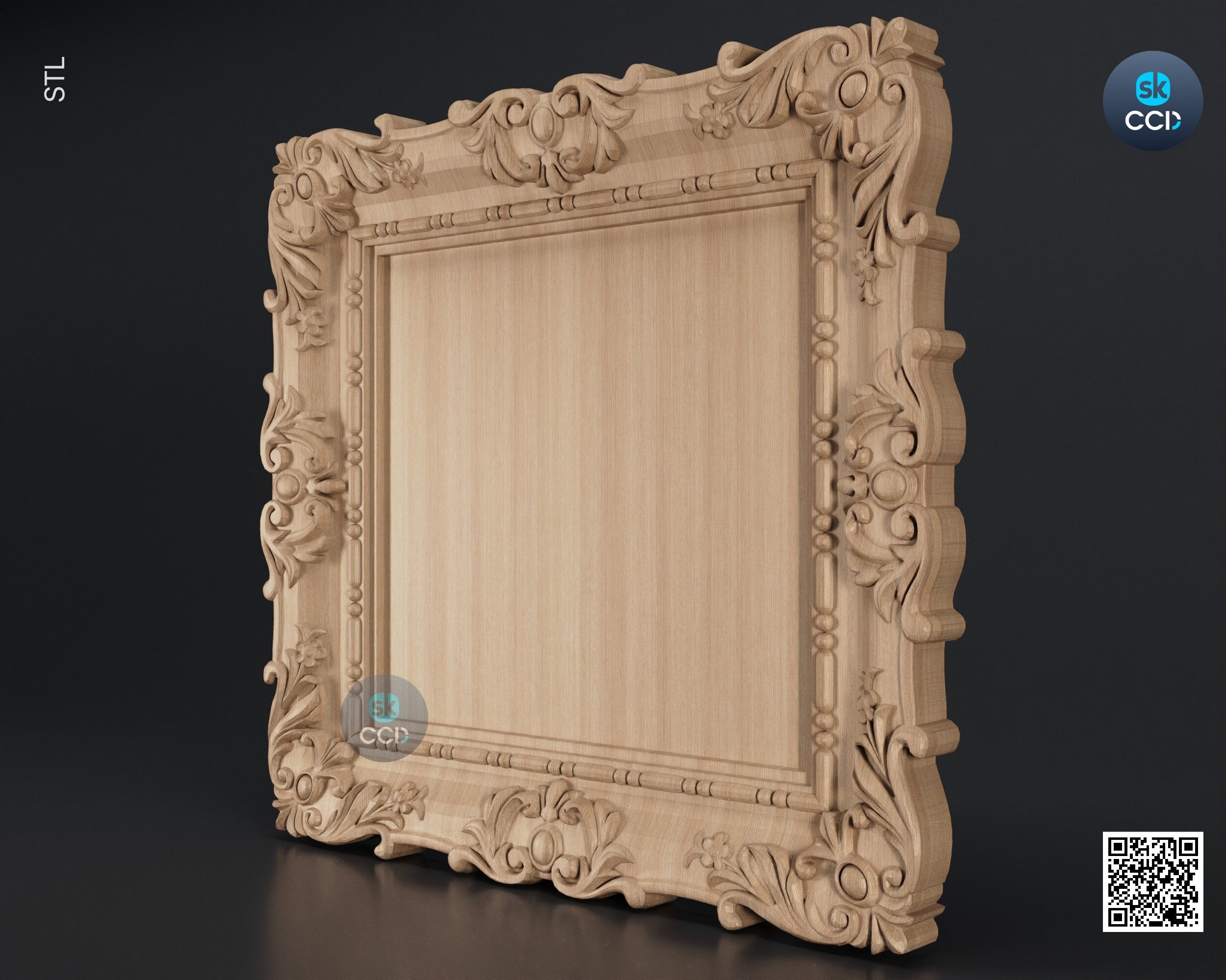 Carved Frame STL 3D Model, Carvign Frame, CNC Router Carving ArtCAM File, CNC files, Wood, Art, Wall Decor SKWF10189