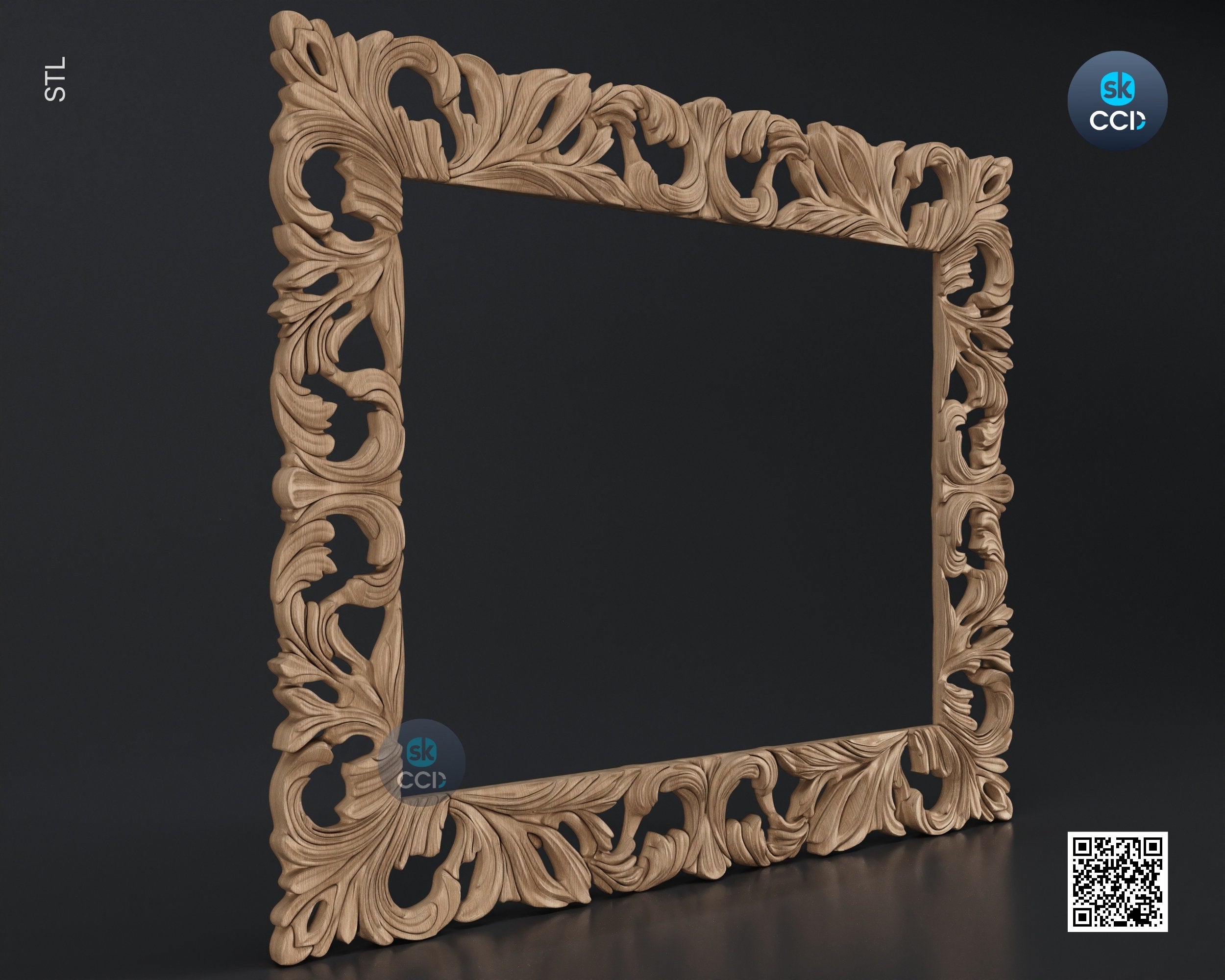 Carved Frame STL 3D Model, Carvign Frame, CNC Router Carving ArtCAM File, CNC files, Wood, Art, Wall Decor SKWF1037