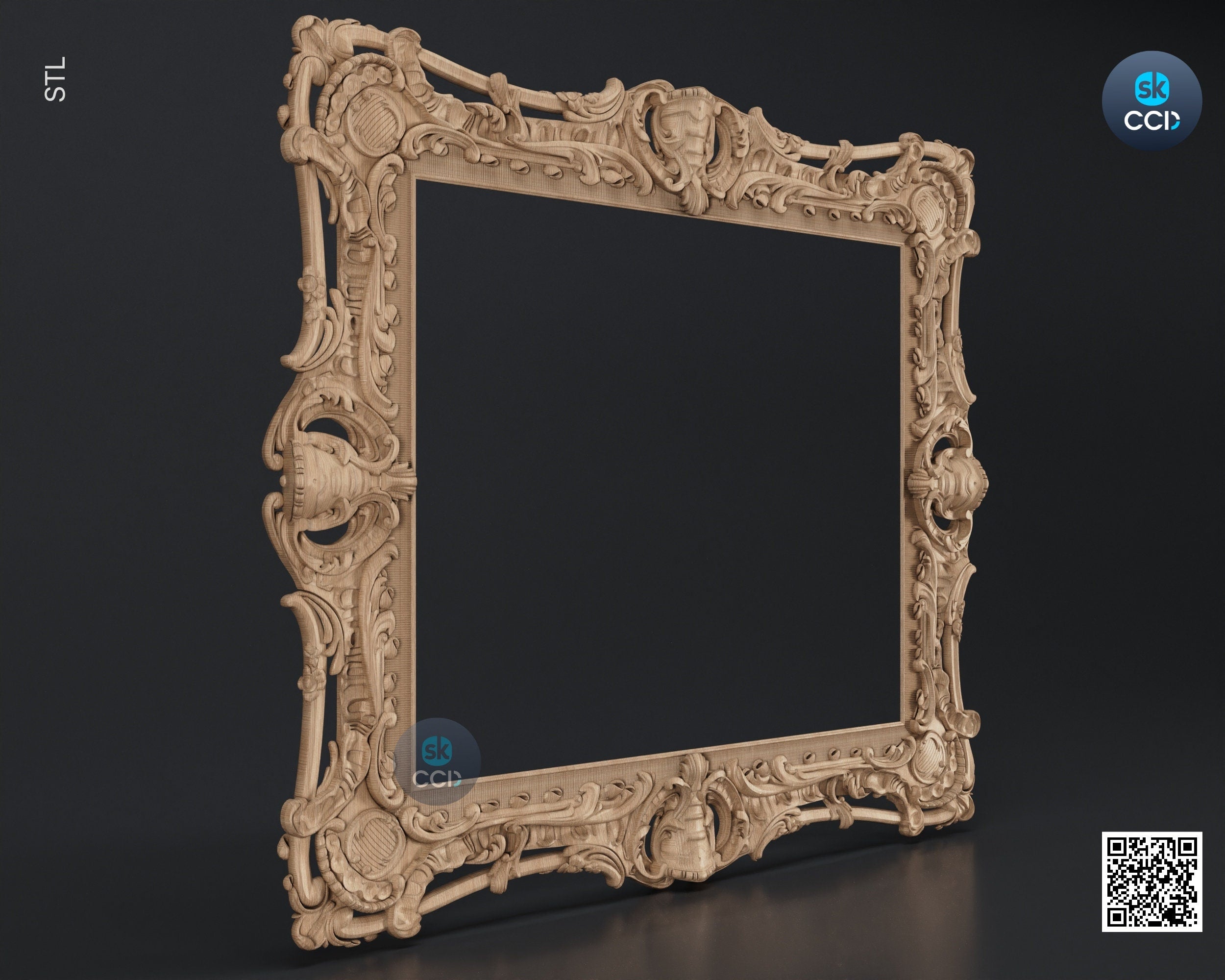 Carved Frame STL 3D Model, Carvign Frame, CNC Router Carving ArtCAM File, CNC files, Wood, Art, Wall Decor SKWF1052