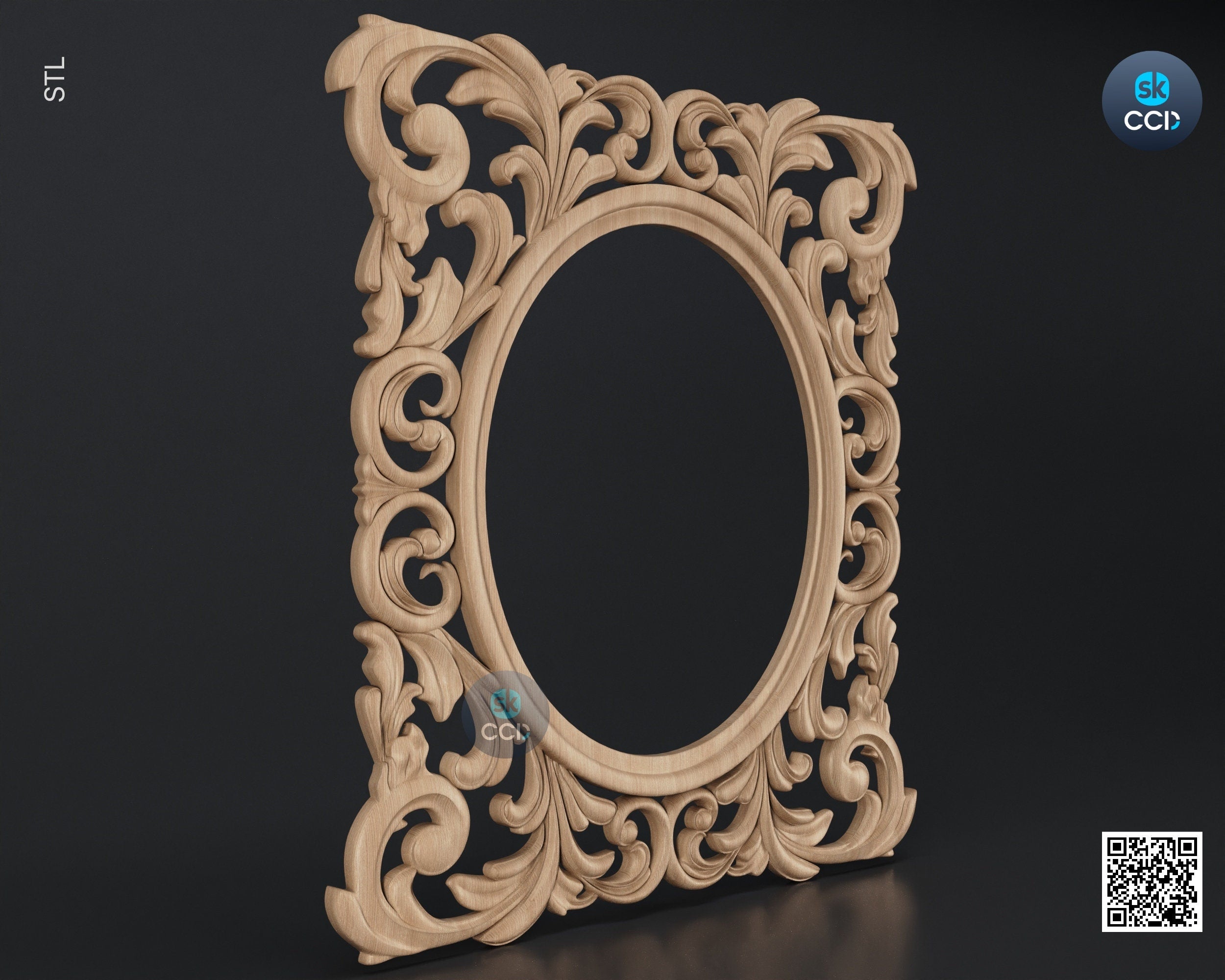 Carved Frame STL 3D Model, Carvign Frame, CNC Router Carving ArtCAM File, CNC files, Wood, Art, Wall Decor SKWF10235