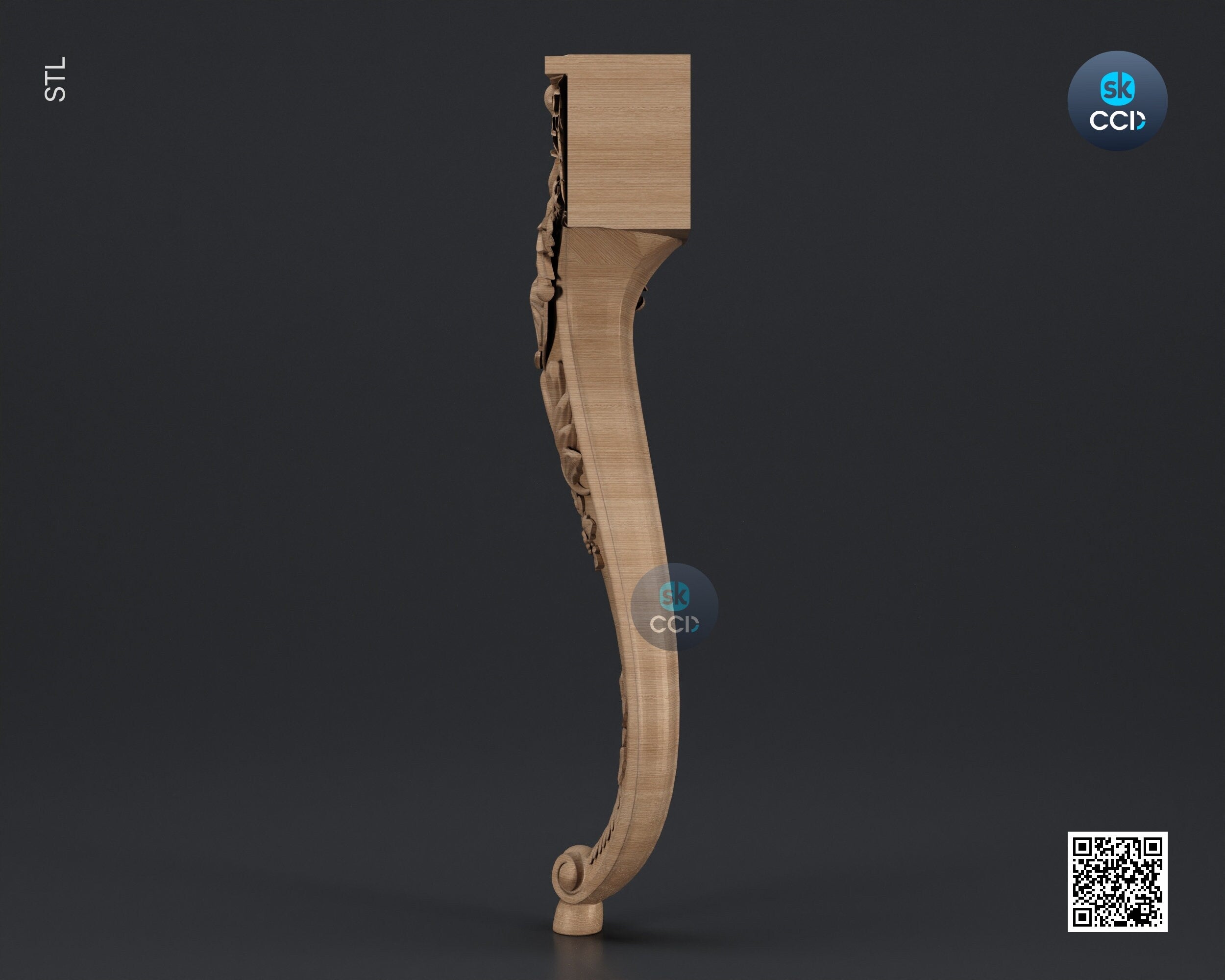 Furniture Leg 3D Model For Cnc Router, Wood Carving Digital File, Column Design, Model No. SKWL1032