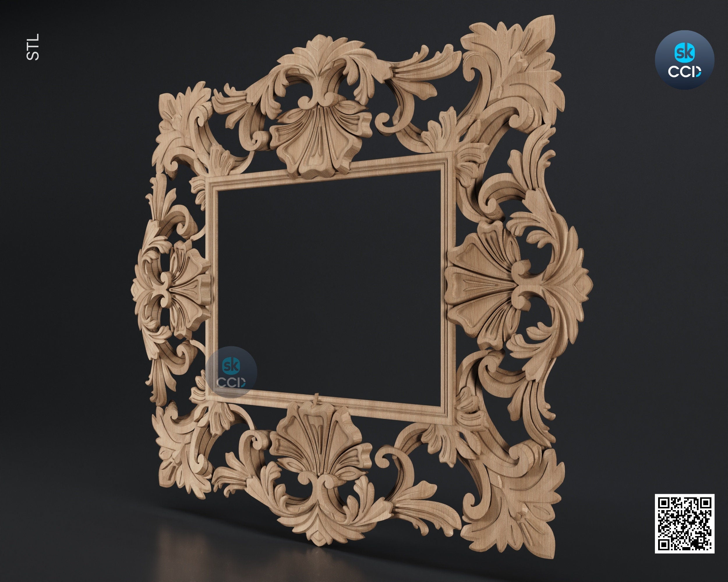 Carved Frame STL 3D Model, Carvign Frame, CNC Router Carving ArtCAM File, CNC files, Wood, Art, Wall Decor SKWF1072